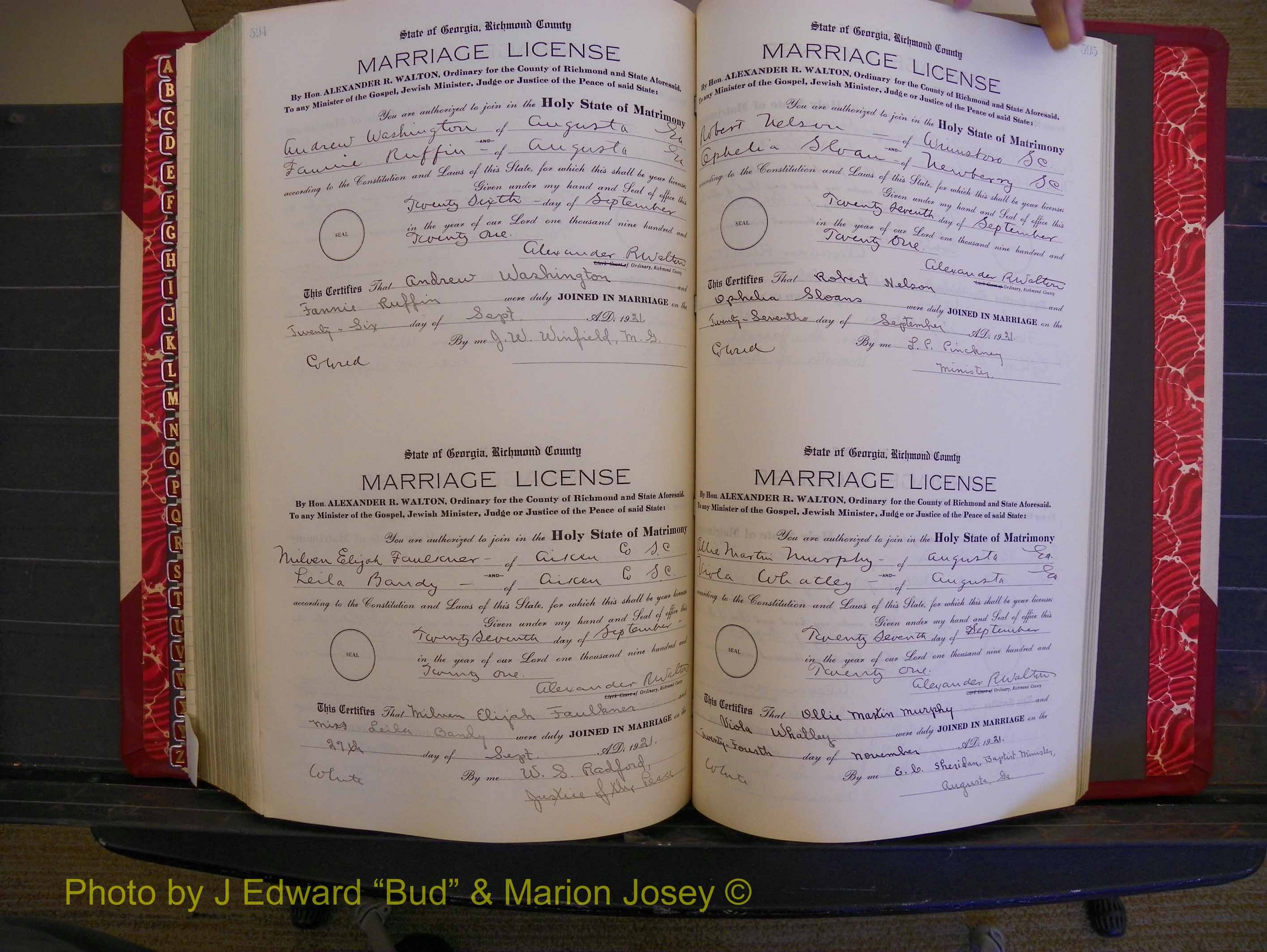 Richmond Marriages, Book OO, 1920-1921 P 594-595.JPG