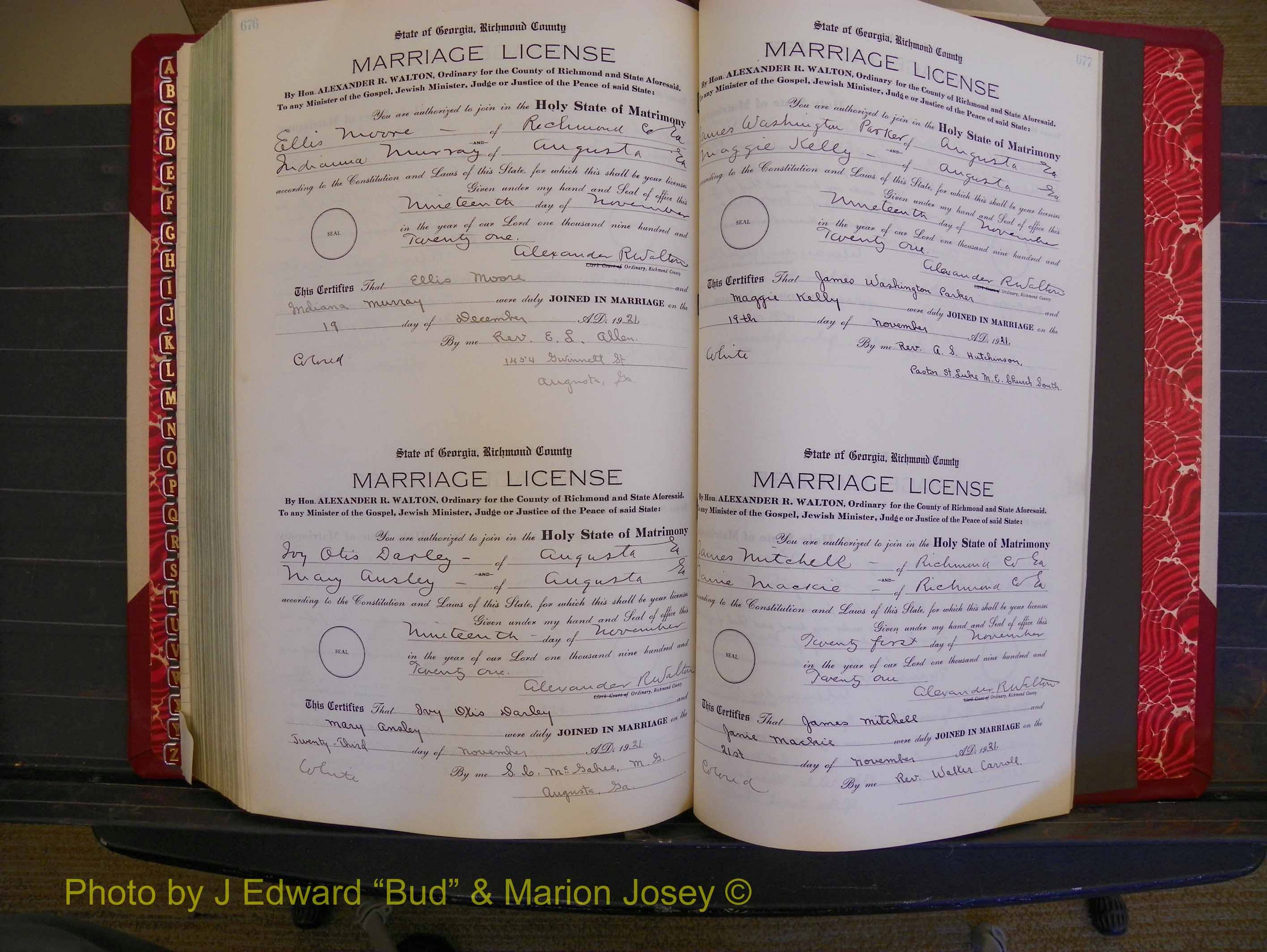 Richmond Marriages, Book OO, 1920-1921 P 676-677.JPG