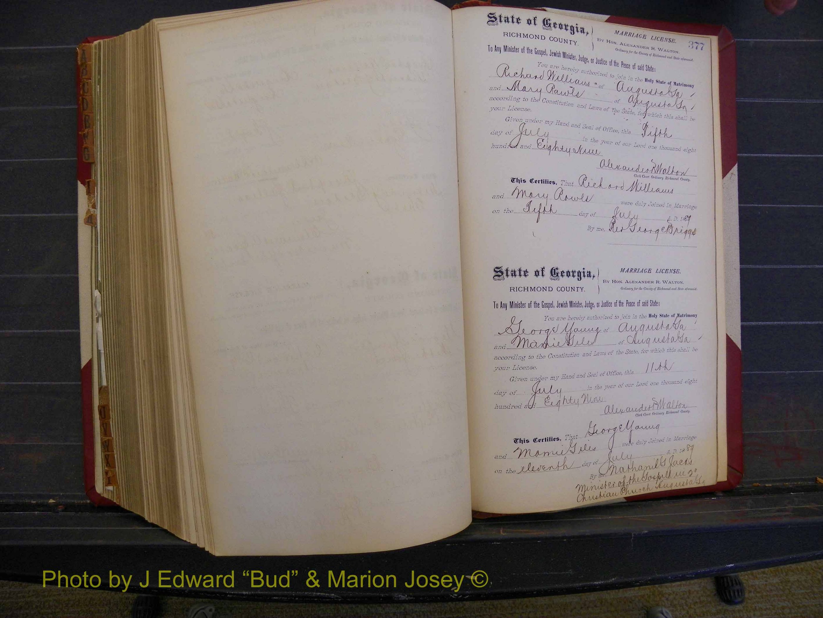 Richmond Marriages, Book P, 1887-1889 P 377.JPG