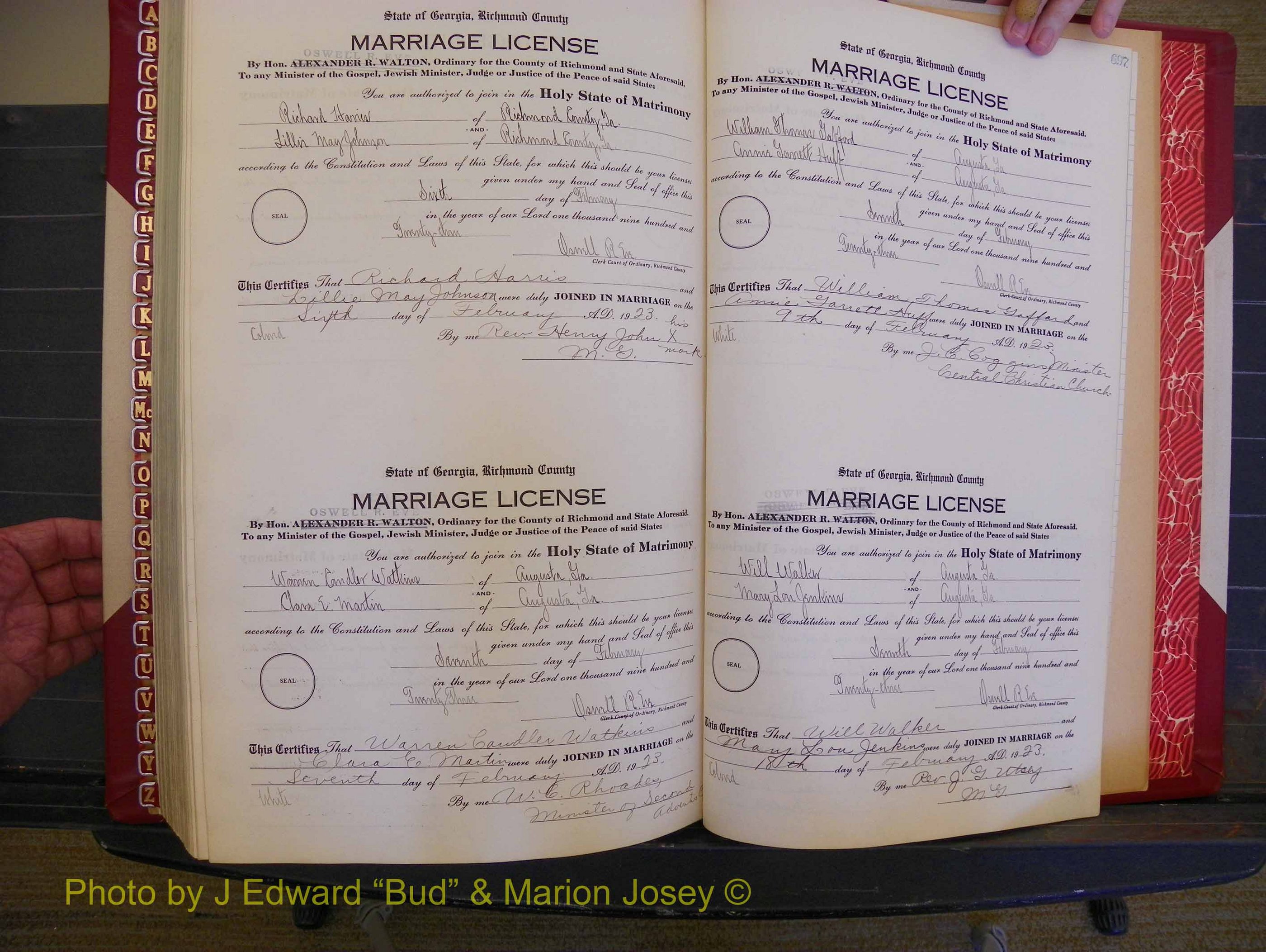 Richmond Marriages, Book PP, 1921-1923 P 696-697.JPG