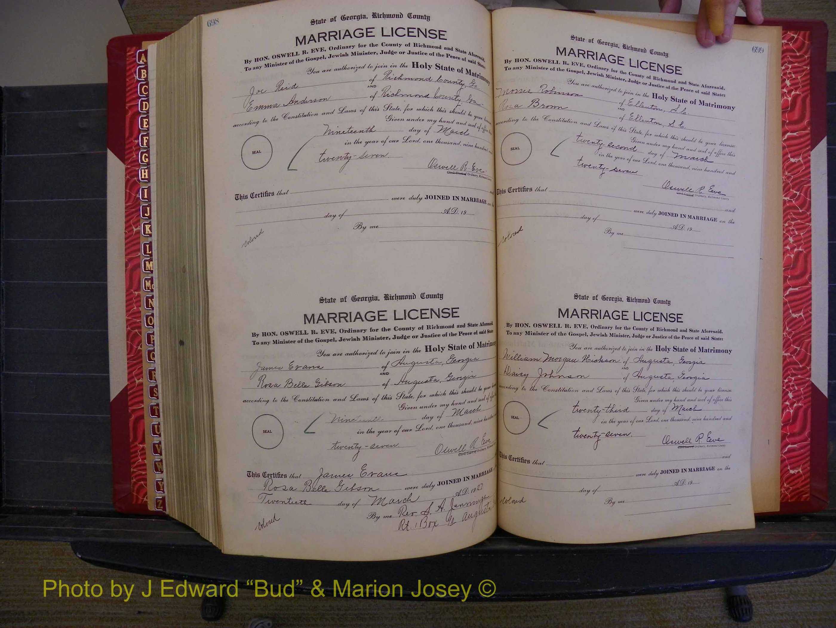 Richmond Marriages, Book RR, 1924-1927 P 698-699.JPG
