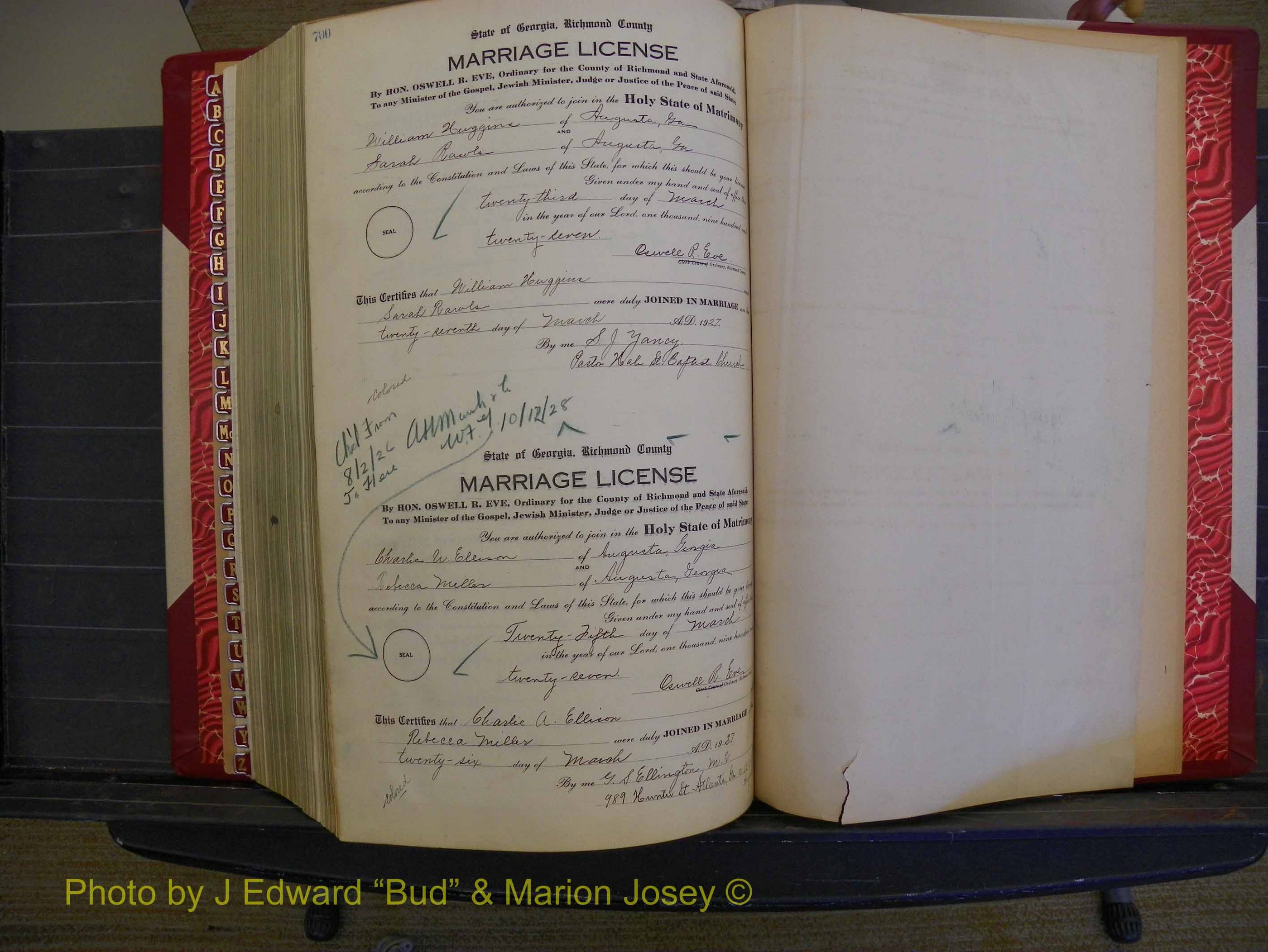 Richmond Marriages, Book RR, 1924-1927 P 700.JPG