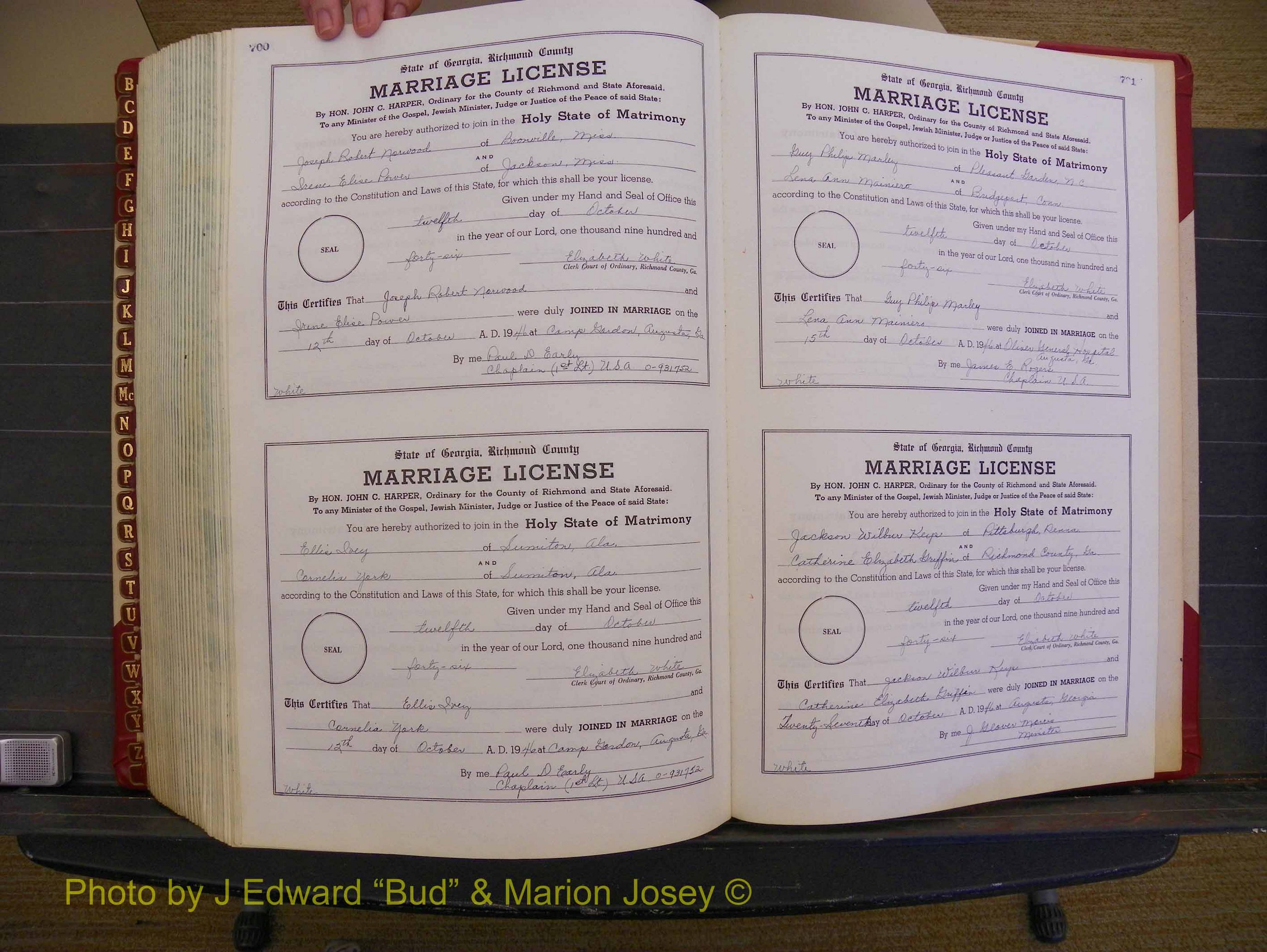Richmond Marriages, Book WW, 1944-1946 P 700-701.JPG
