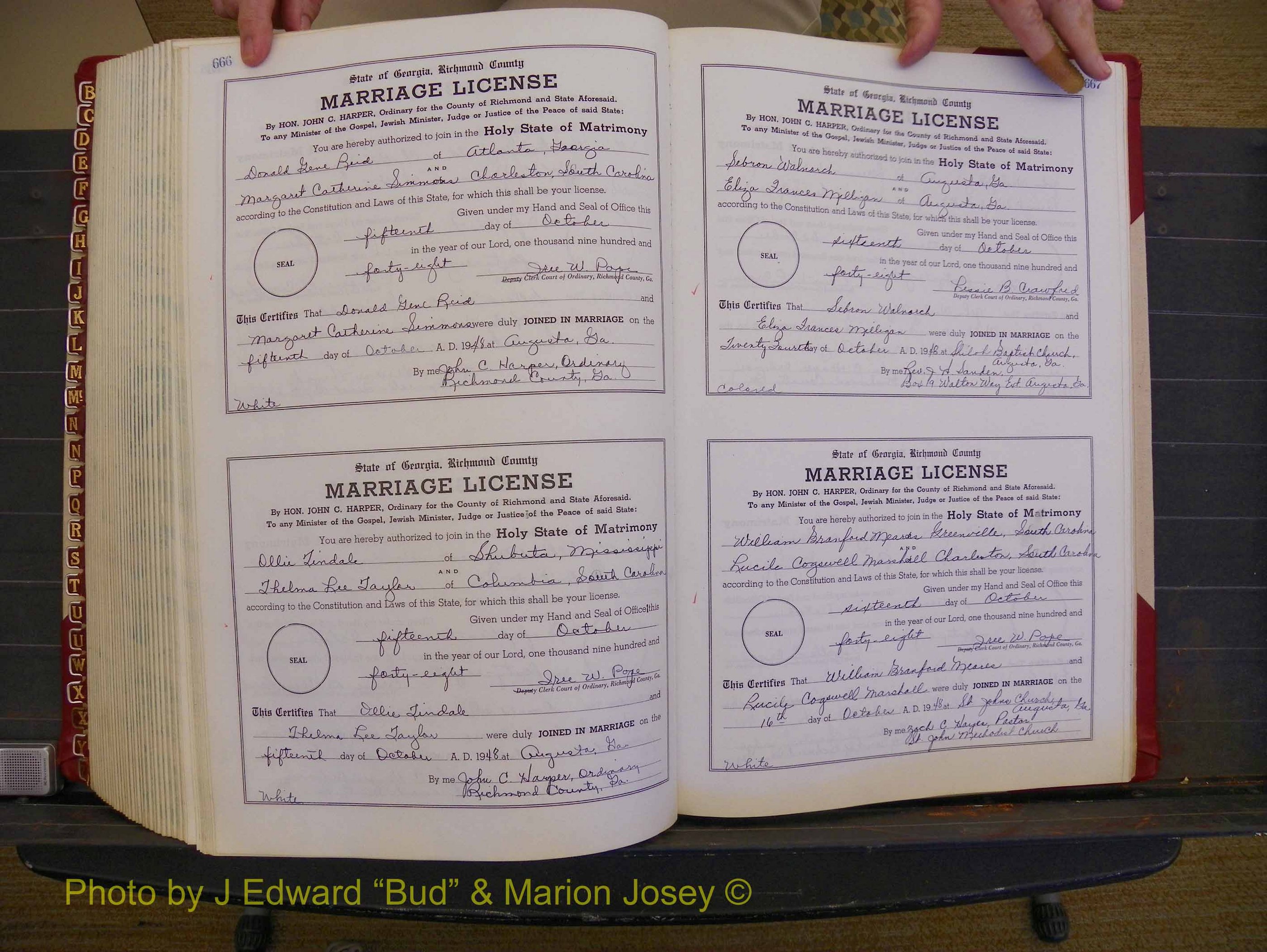 Richmond Marriages, Book XX, 1946-1948P 666-667.JPG