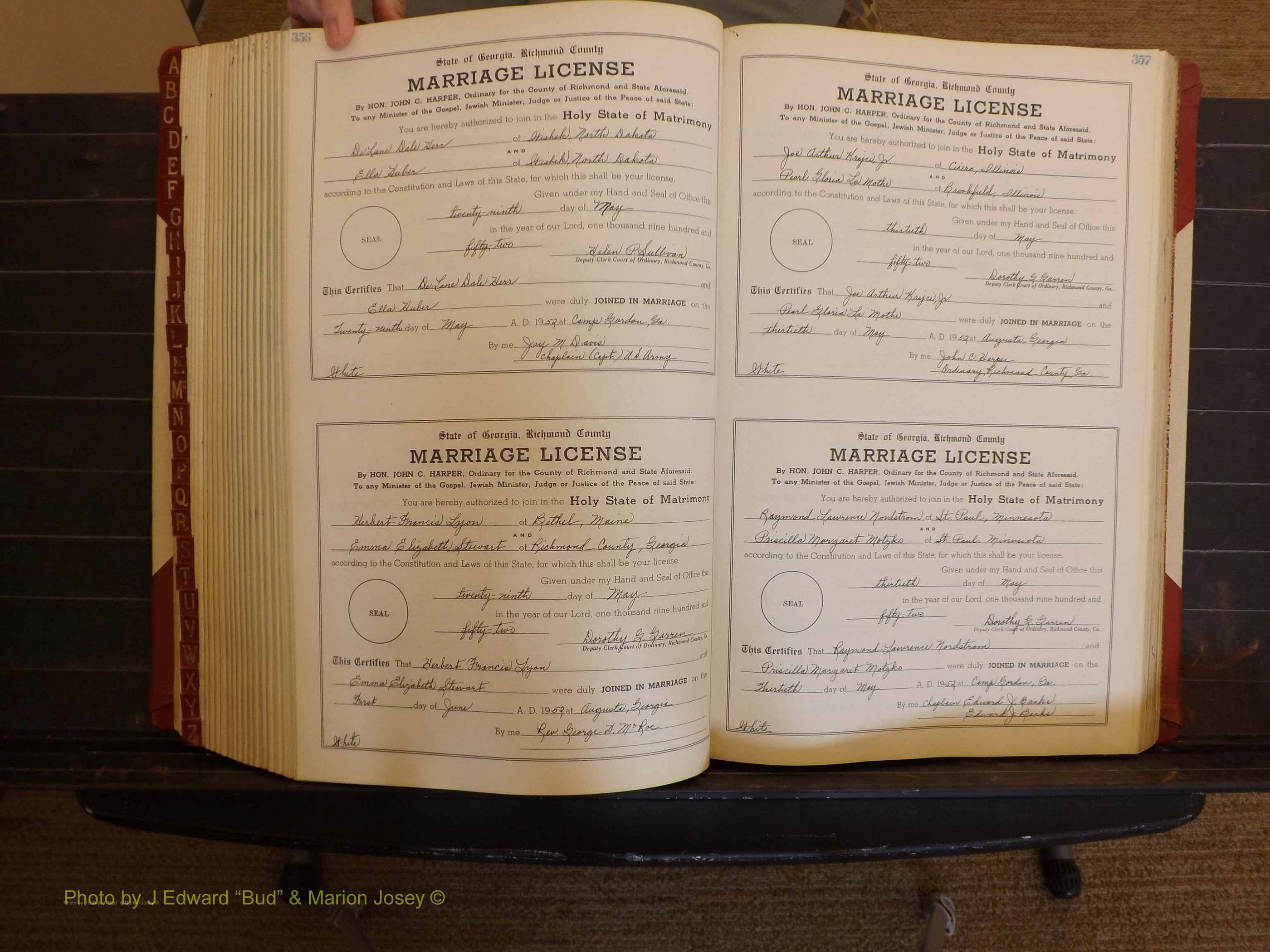 Richmond Marriages, ZZ, 1951-1952 P 356-357.JPG