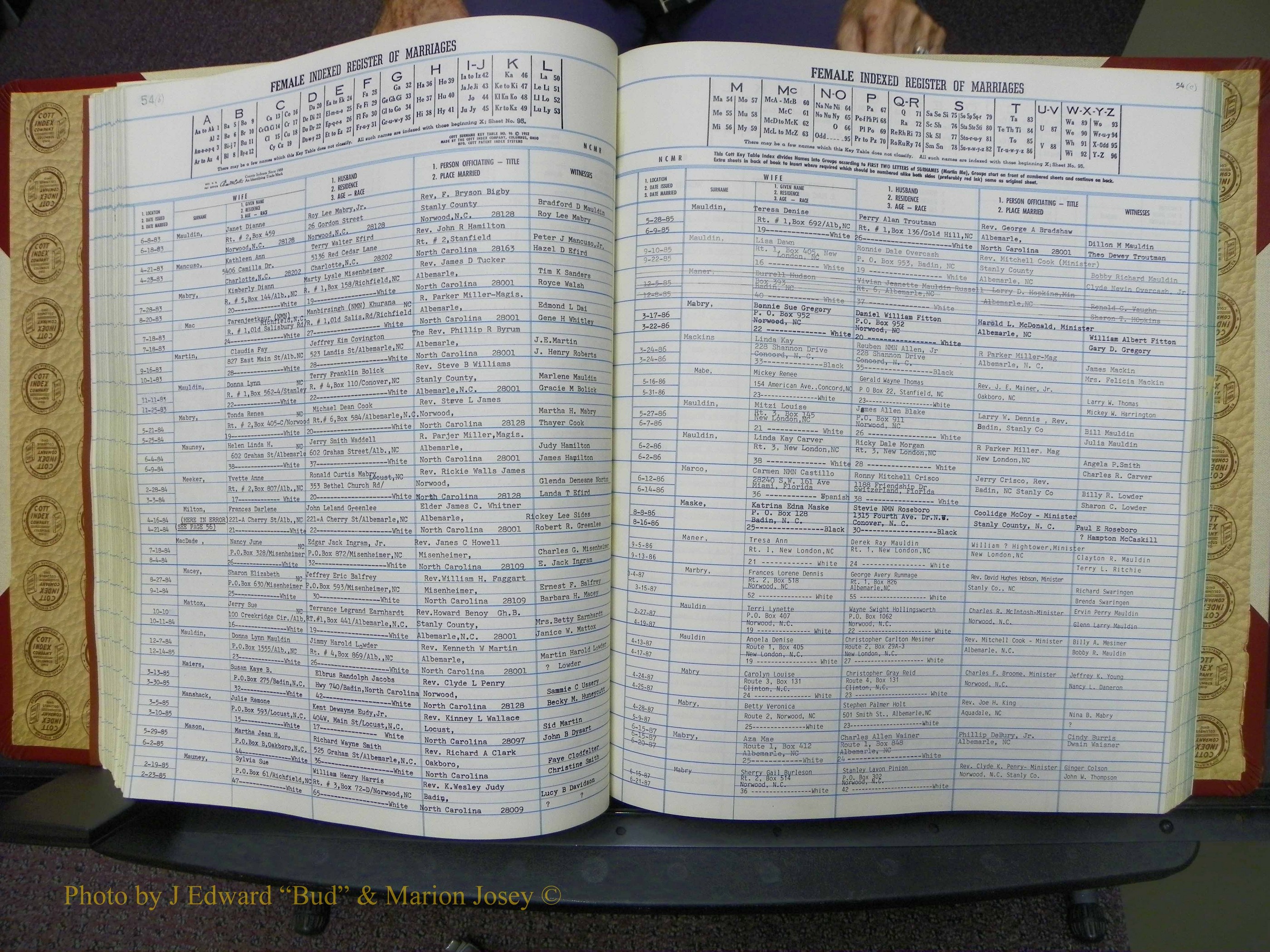 Stanley Co, NC Marriages, Female Index, A-Z, 1979-1994 (120).JPG