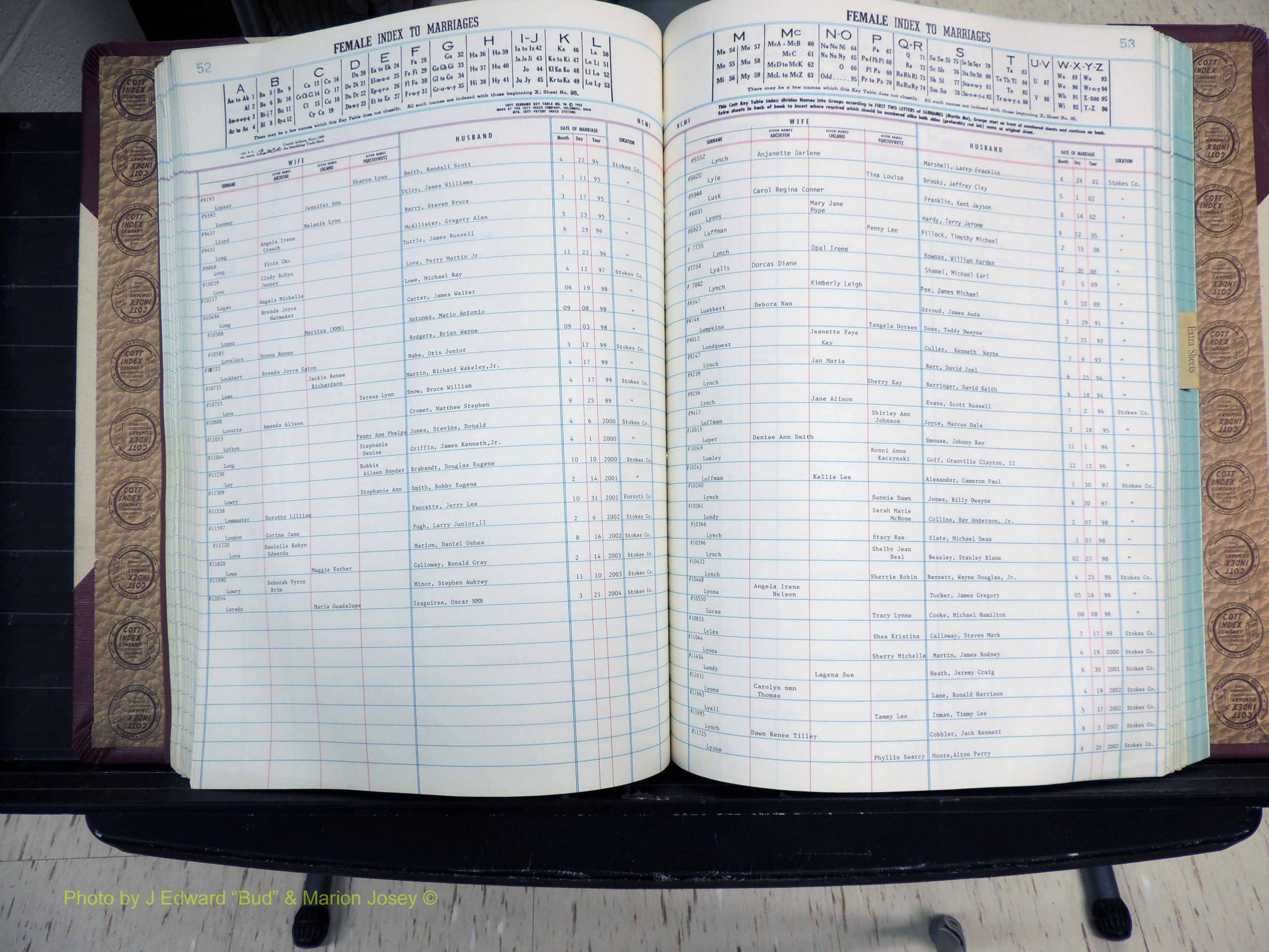 Stokes Co, NC, Marriages, Female Index, A-Z, 1956-1978 (186).JPG