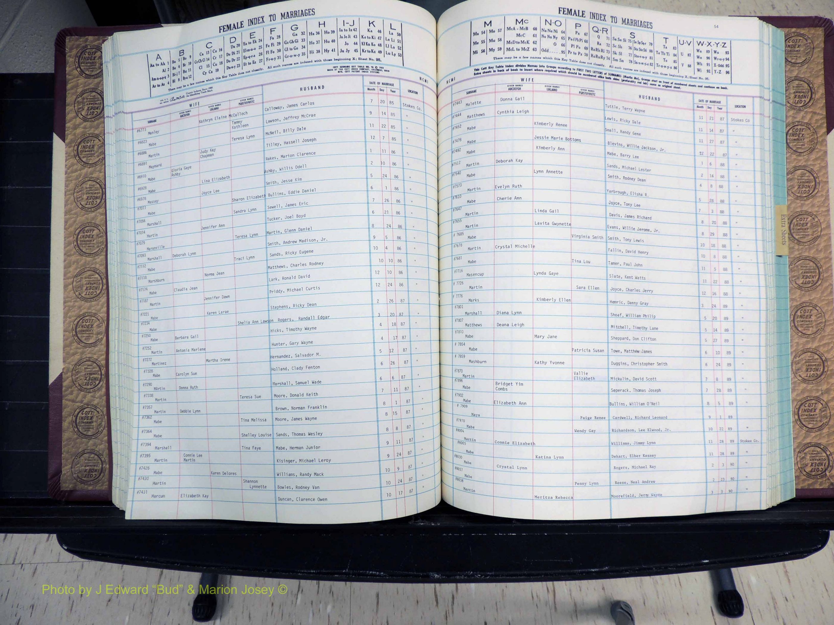 Stokes Co, NC, Marriages, Female Index, A-Z, 1956-1978 (189).JPG
