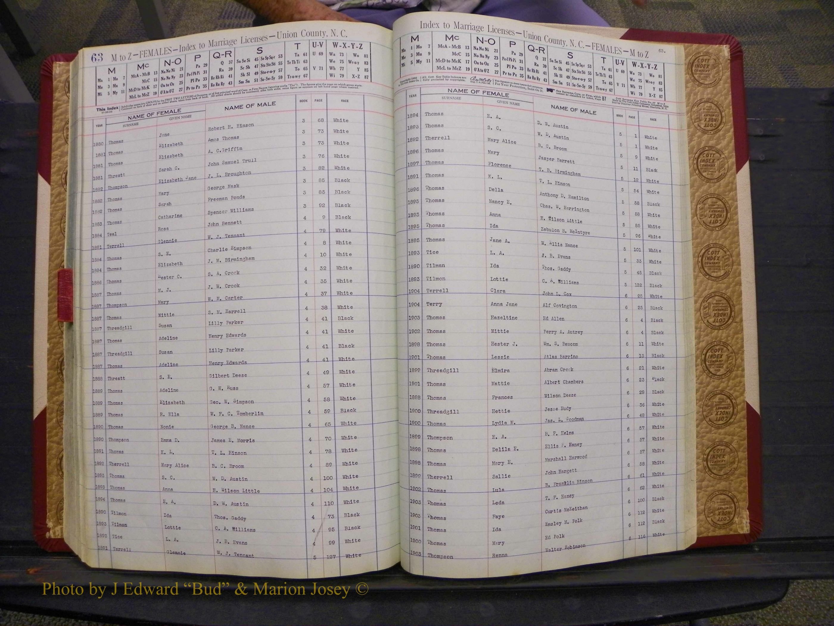 Union Co, NC Marriages Female Index, A-Z, 1842-1936 (229).JPG