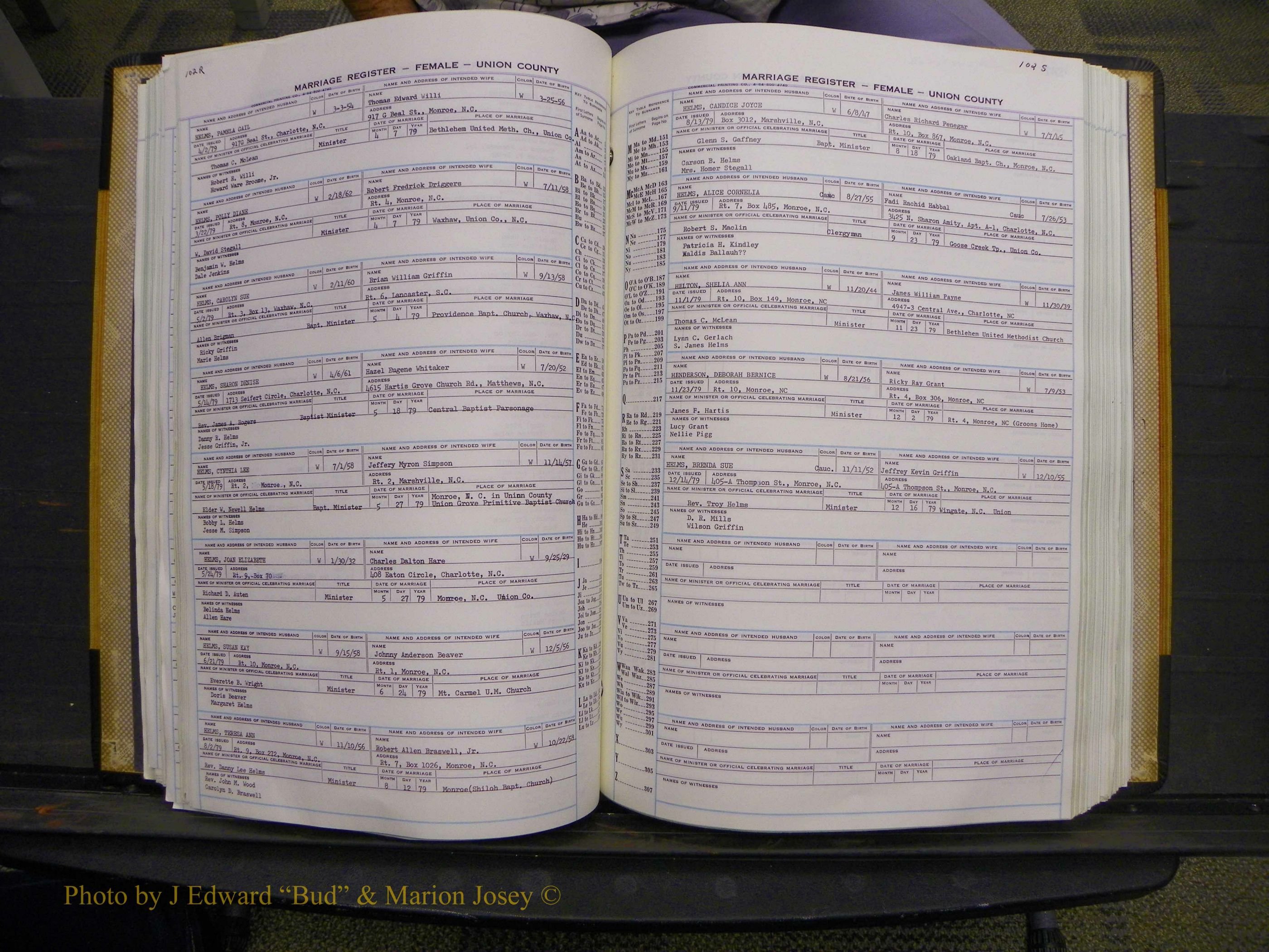 Union Co, NC Marriages Female Index, A-Z, 1966-1979 (128).JPG