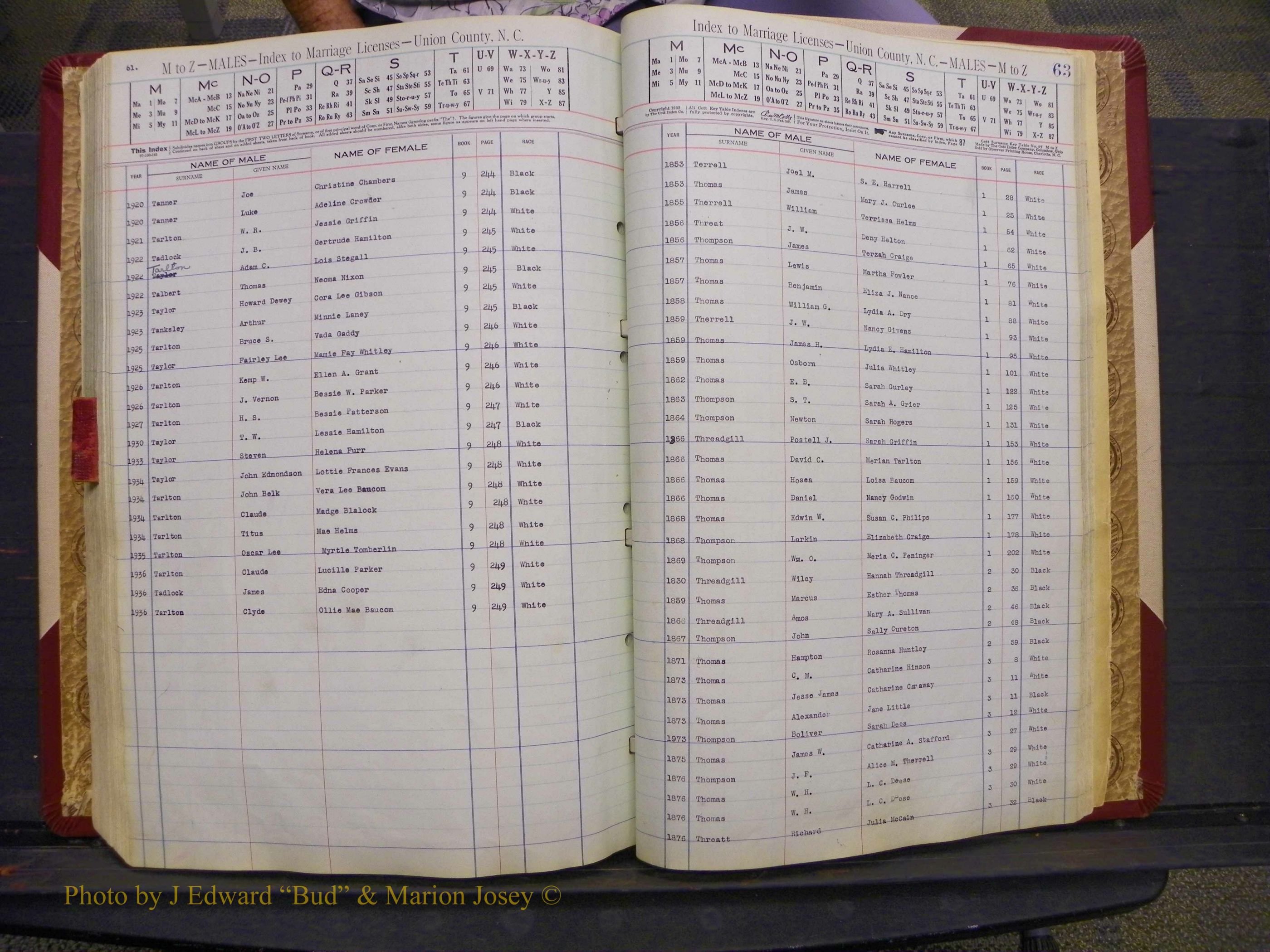 Union Co, NC Marriages Male Index, A-Z, 1842-1936 (227).JPG