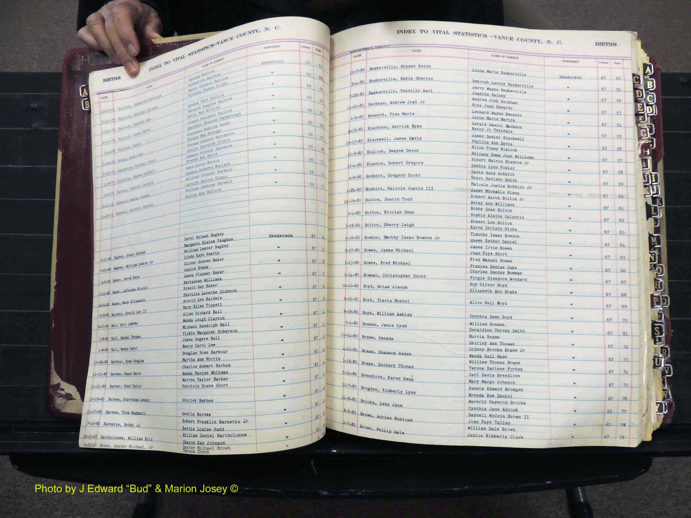 Vance Co, NC, Births & Deaths, A-Z, 1975-1991 (117).JPG