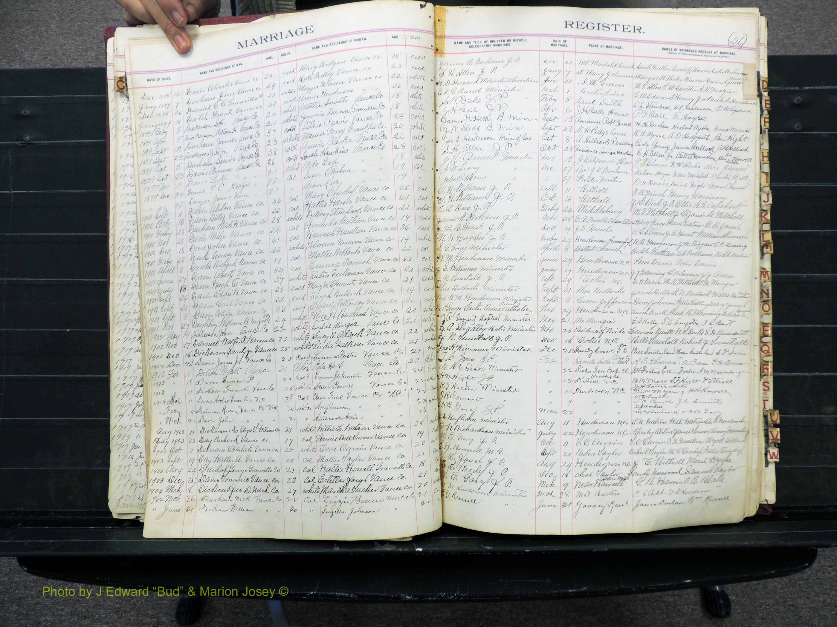 Vance Co, NC, Marriages, A-Z, 1898-1919 (126).JPG