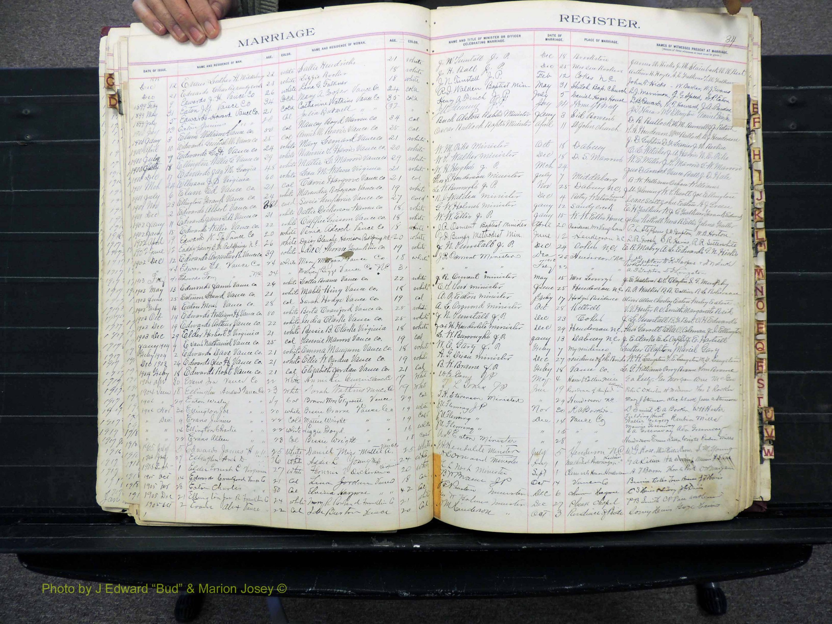 Vance Co, NC, Marriages, A-Z, 1898-1919 (131).JPG