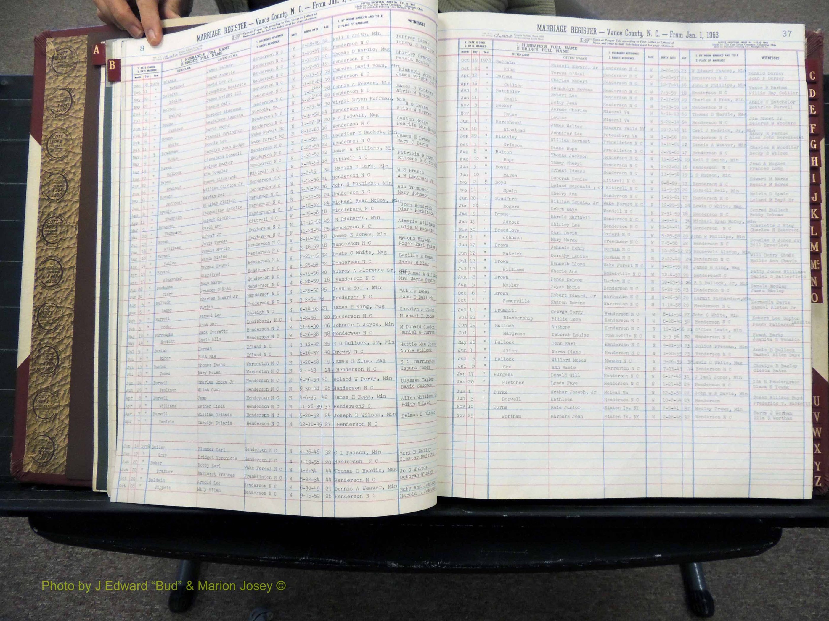 Vance Co, NC, Marriages, A-Z, 1963-1978 (120).JPG