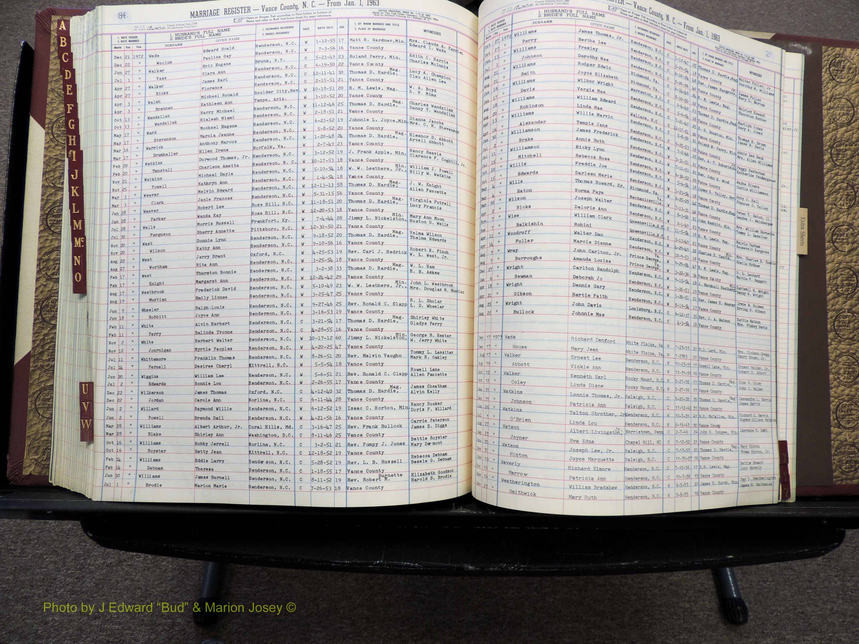 Vance Co, NC, Marriages, A-Z, 1963-1978 (253).JPG