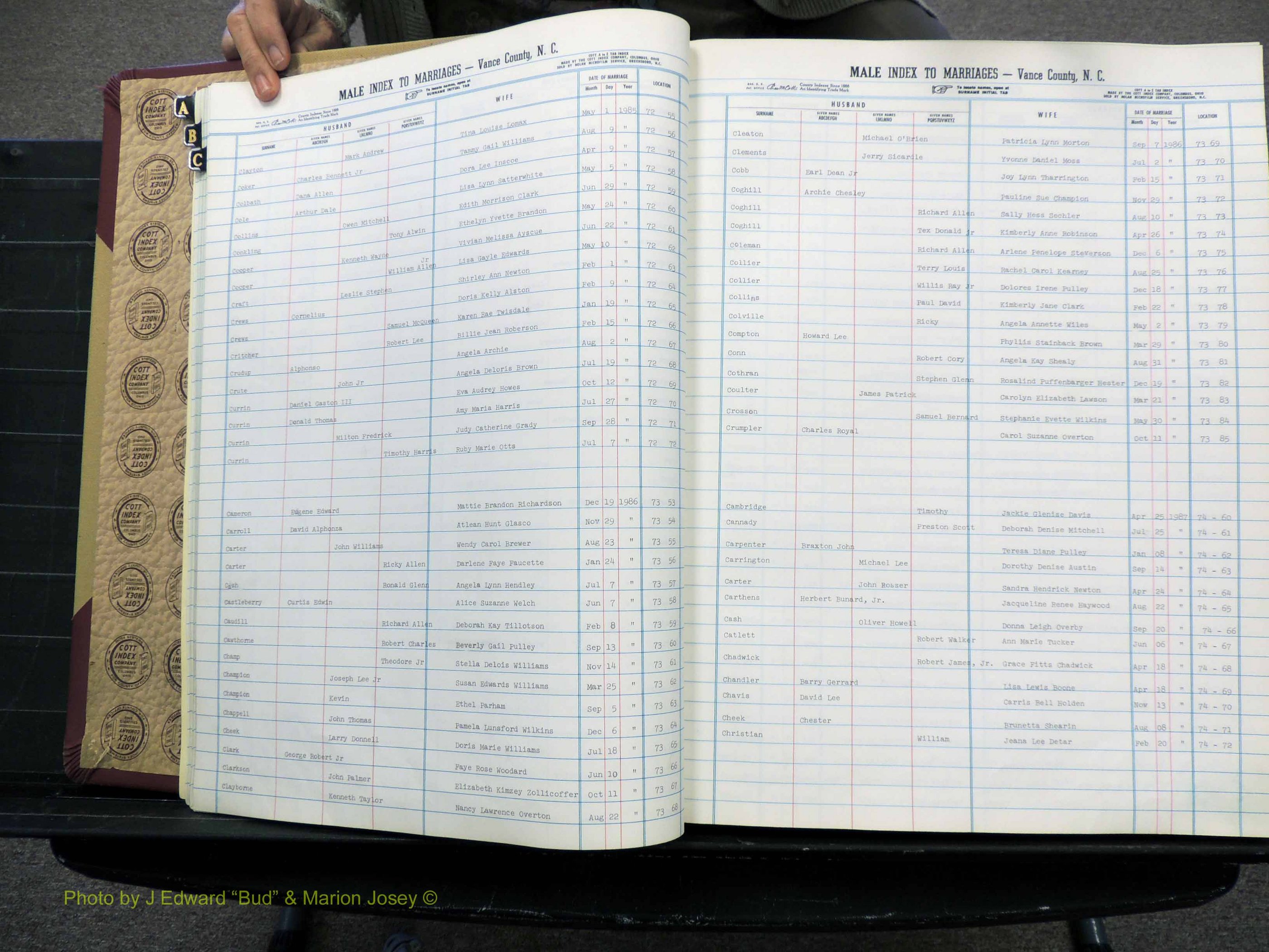 Vance Co, NC, Marriages, A-Z, 1979-2000 (123).JPG