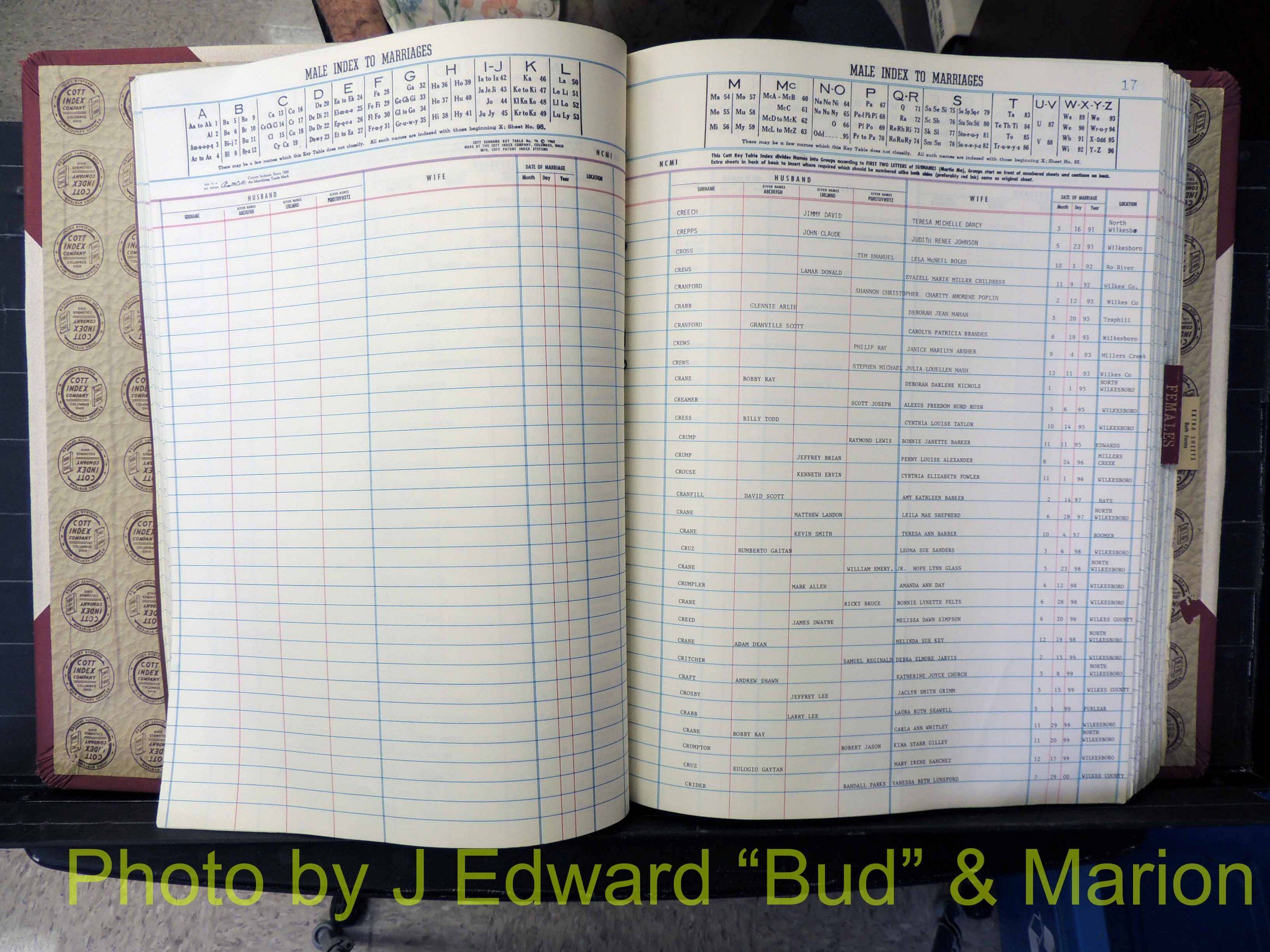 Wilkes Co, NC, Marriage Book 10, 1991-2001 (129).JPG