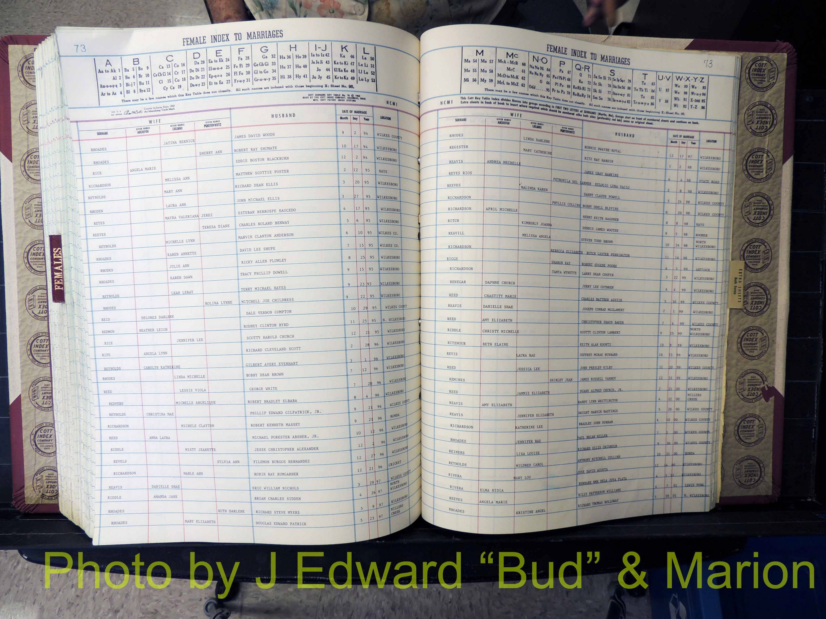 Wilkes Co, NC, Marriage Book 10, 1991-2001 (342).JPG