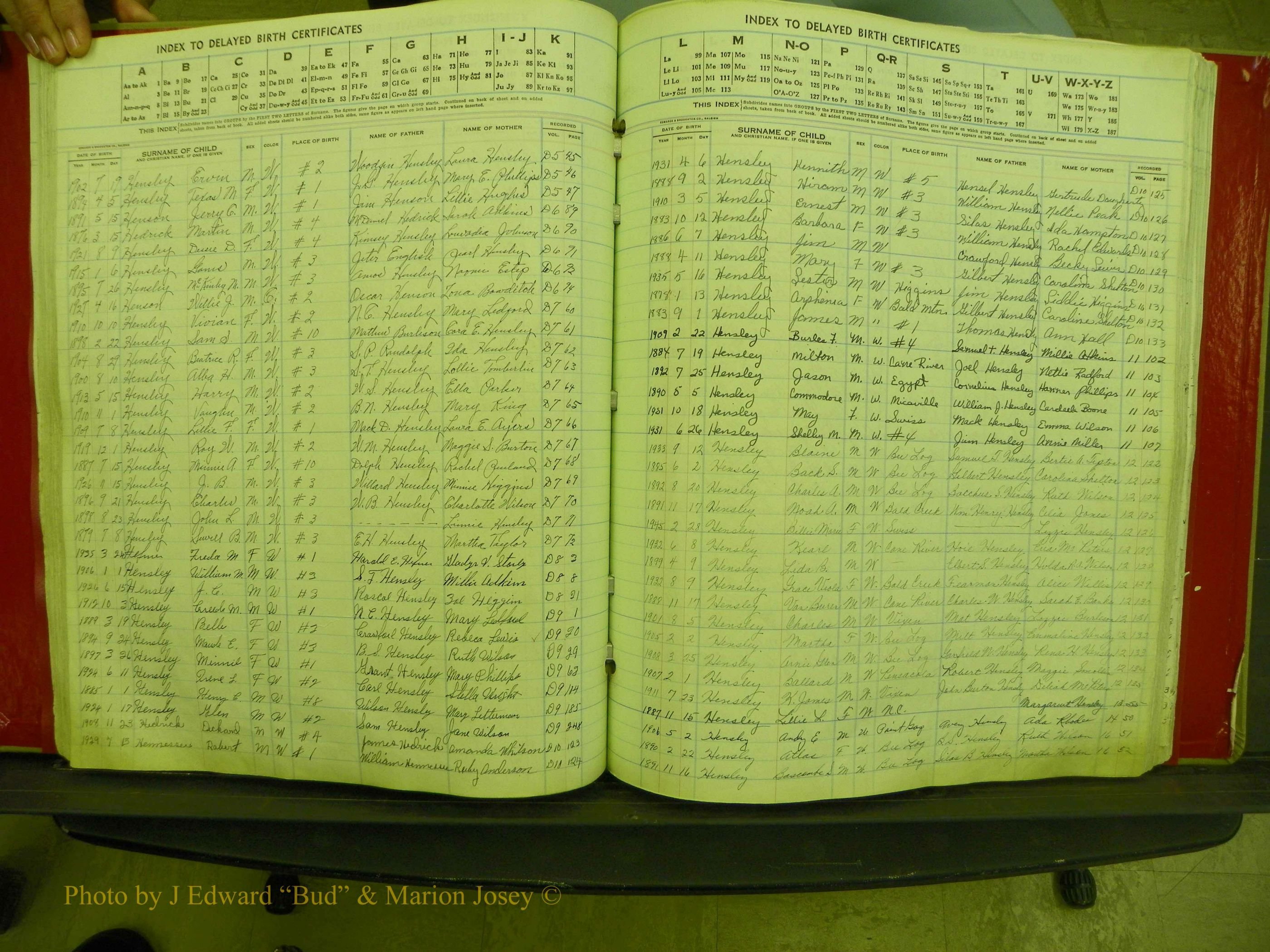 Yancey Co, NC  Delayed Births,  Index H, 67.JPG