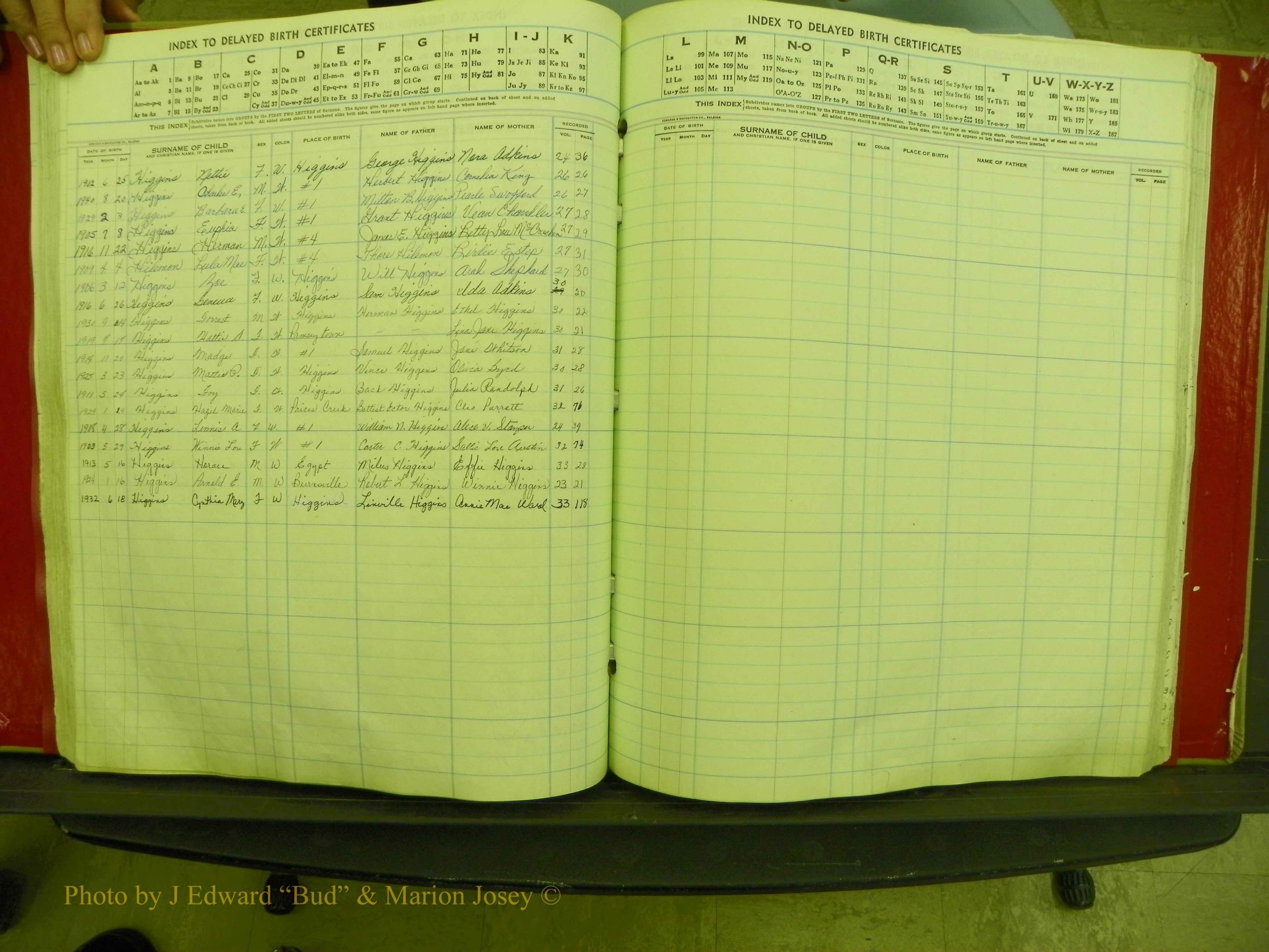 Yancey Co, NC  Delayed Births,  Index H, 72.JPG