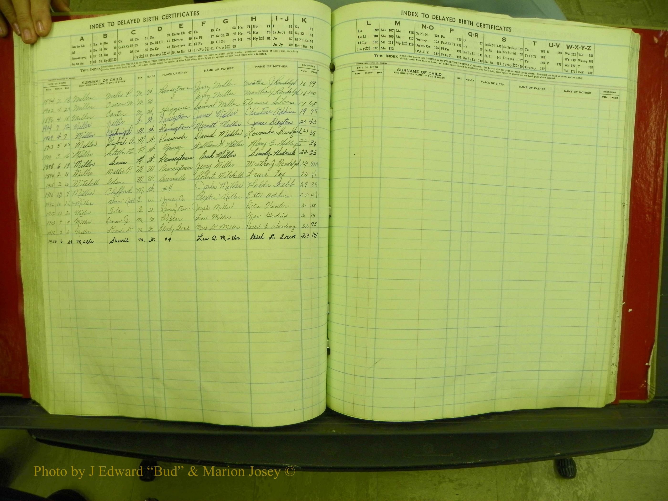 Yancey Co, NC  Delayed Births,  Index M, 102.JPG