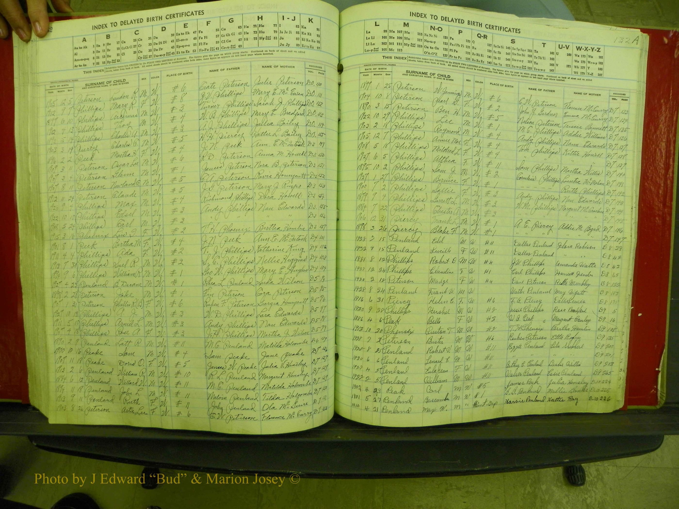 Yancey Co, NC  Delayed Births,  Index P, 118.JPG