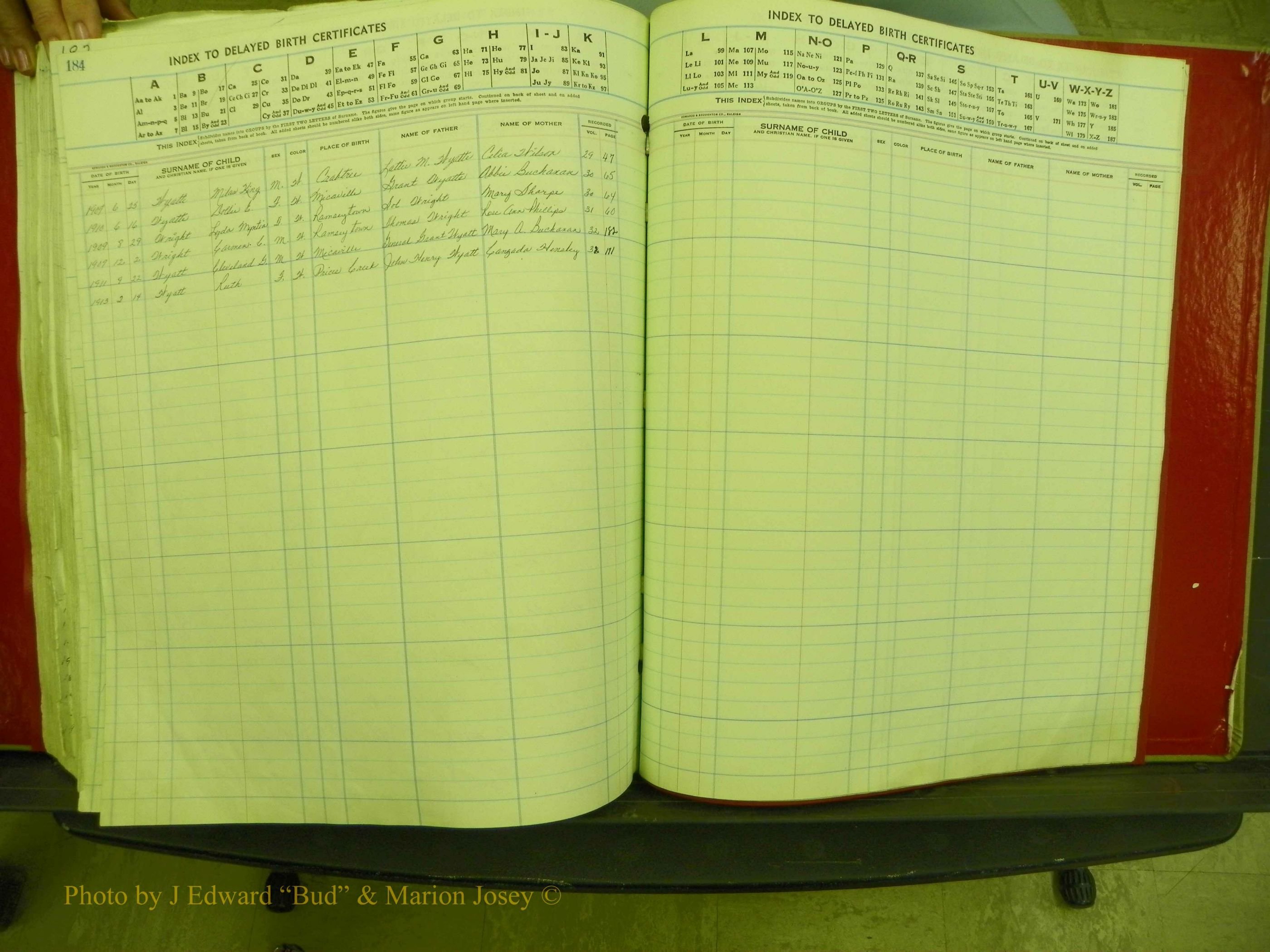 Yancey Co, NC  Delayed Births,  Index W, 165.JPG