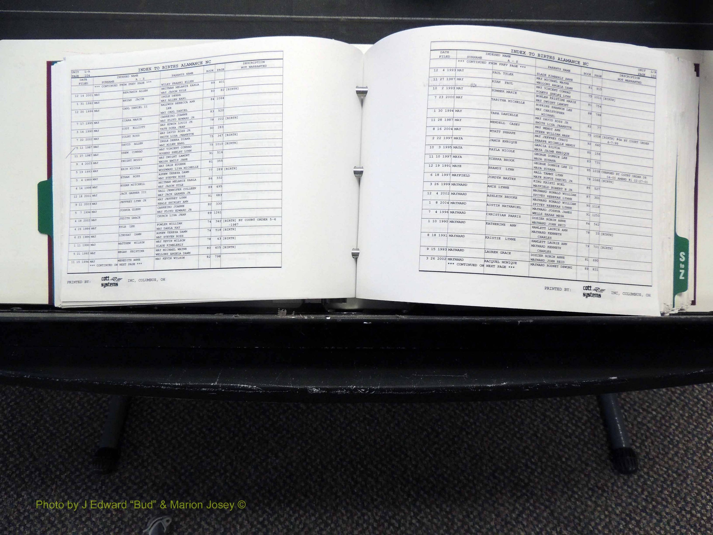 Alamance Co, NC, Births, L-Z, 1984-2004 (153).JPG