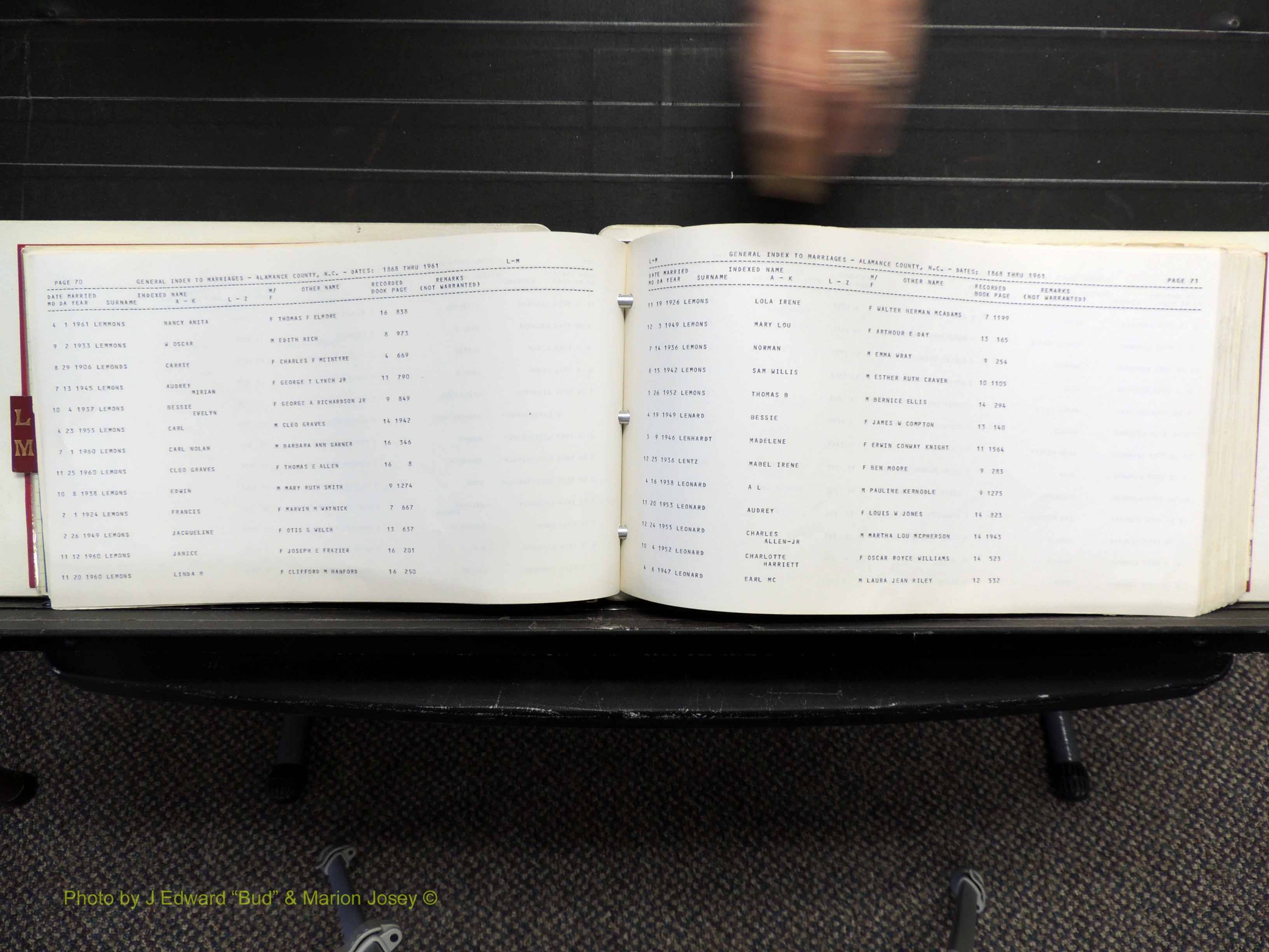 Alamance Co, NC, Marriages, L-M, 1868-1961 (139).JPG
