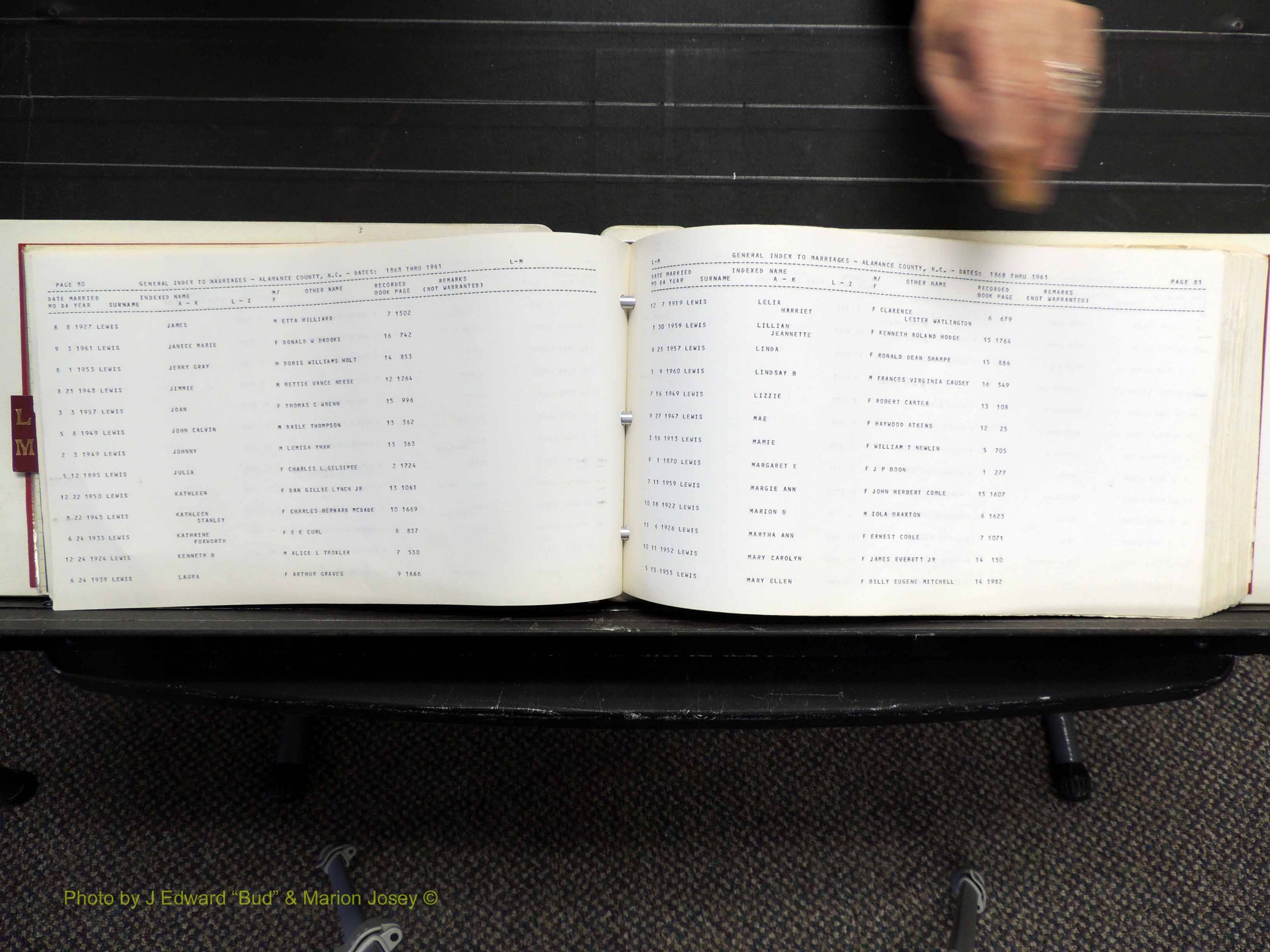 Alamance Co, NC, Marriages, L-M, 1868-1961 (144).JPG