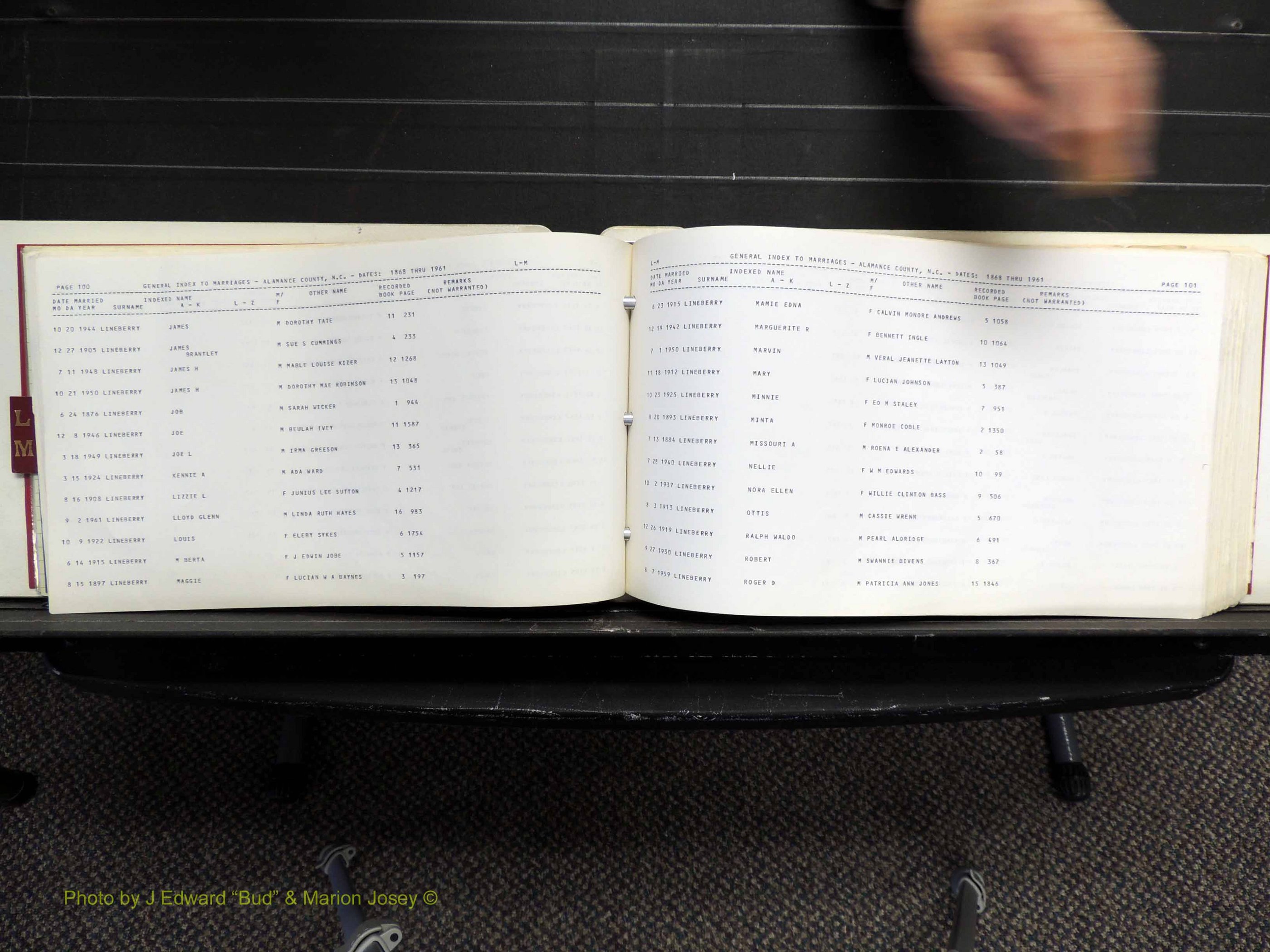 Alamance Co, NC, Marriages, L-M, 1868-1961 (154).JPG