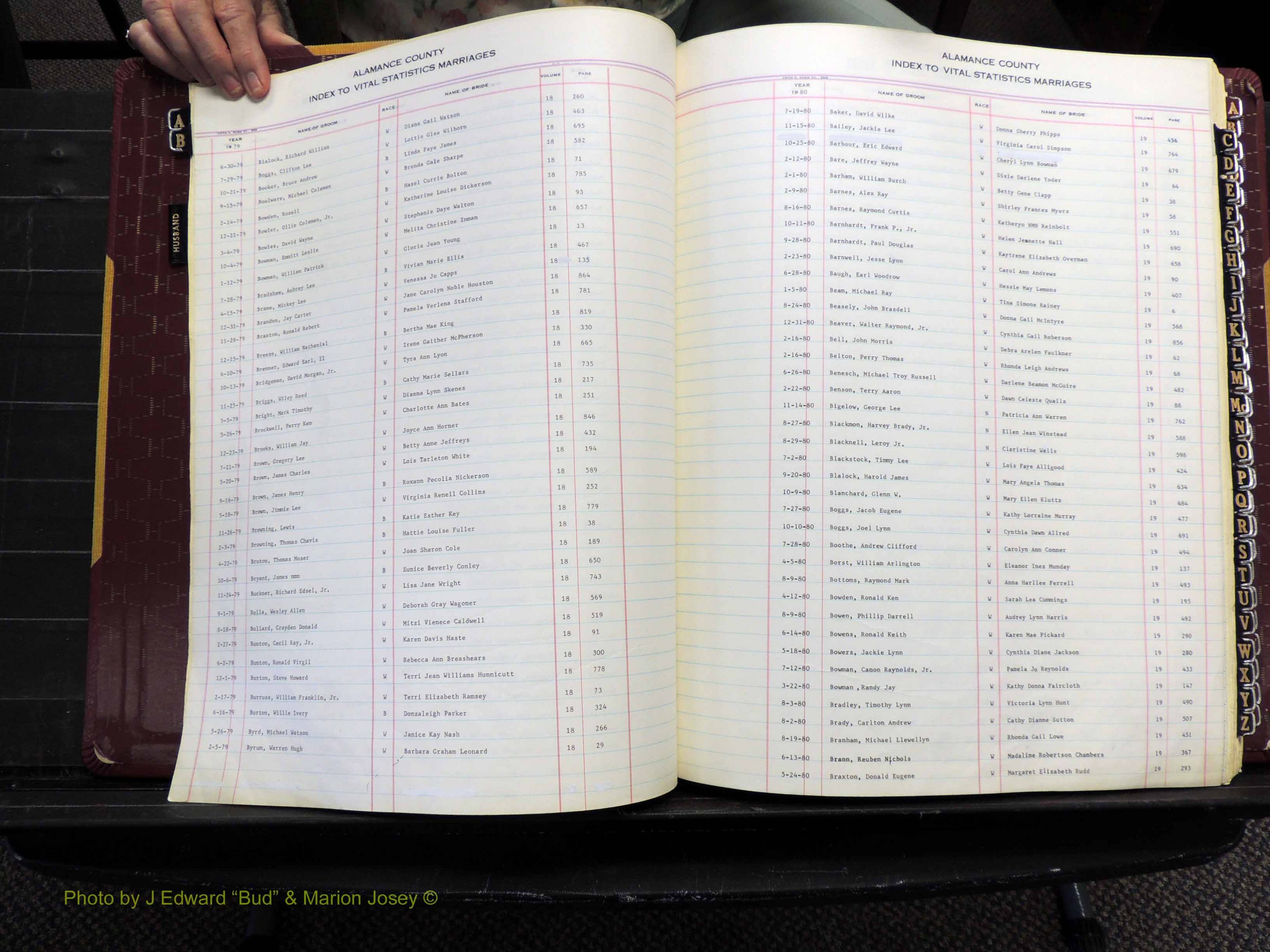 Alamance Co, NC, Marriages, Male Index, 1979-1982 (105).JPG