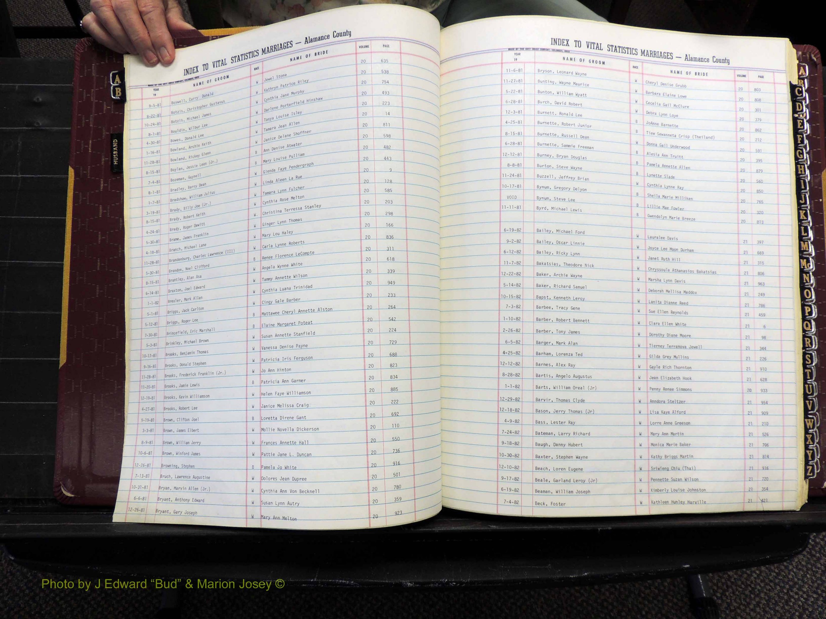 Alamance Co, NC, Marriages, Male Index, 1979-1982 (107).JPG