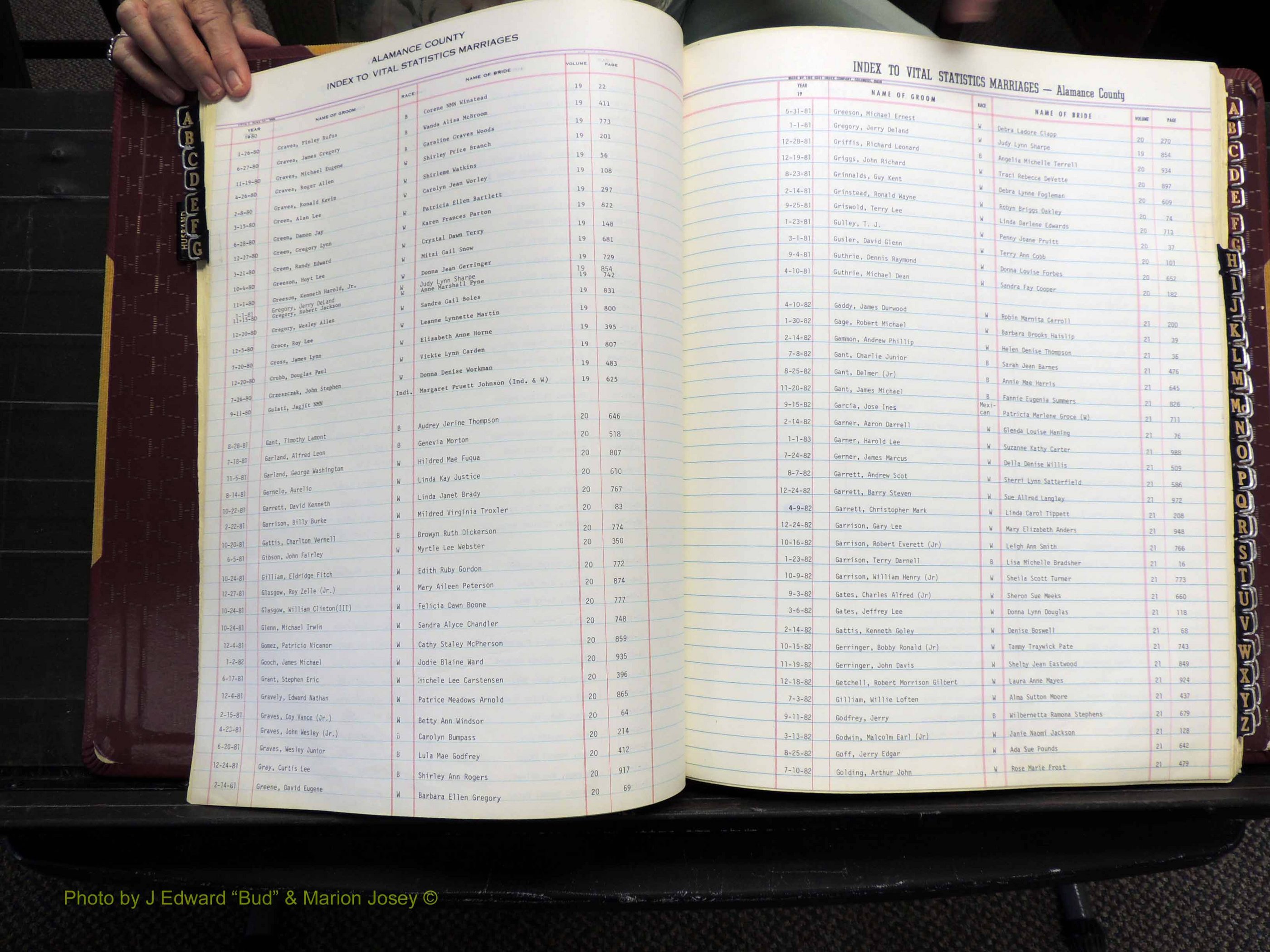 Alamance Co, NC, Marriages, Male Index, 1979-1982 (126).JPG