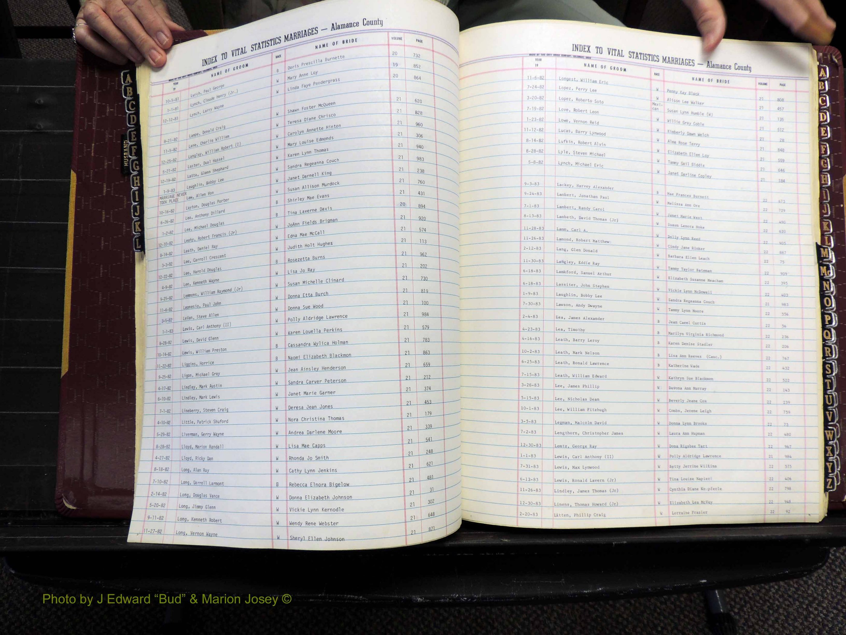 Alamance Co, NC, Marriages, Male Index, 1979-1982 (143).JPG