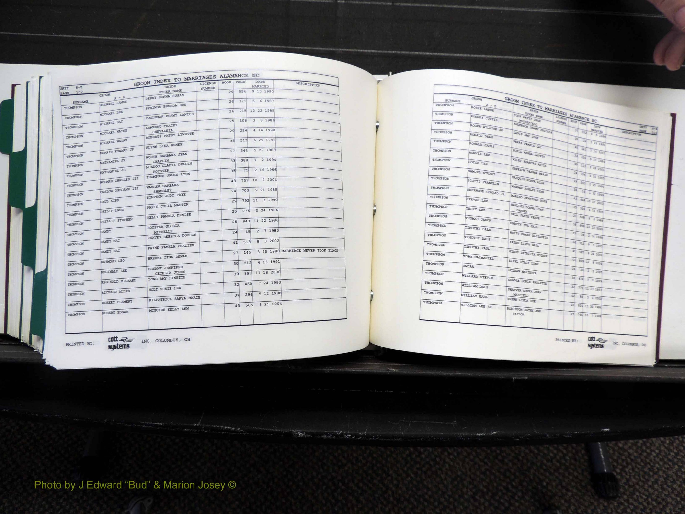 Alamance Co, NC, Marriages, Male Index, 1984-2004 (552).JPG