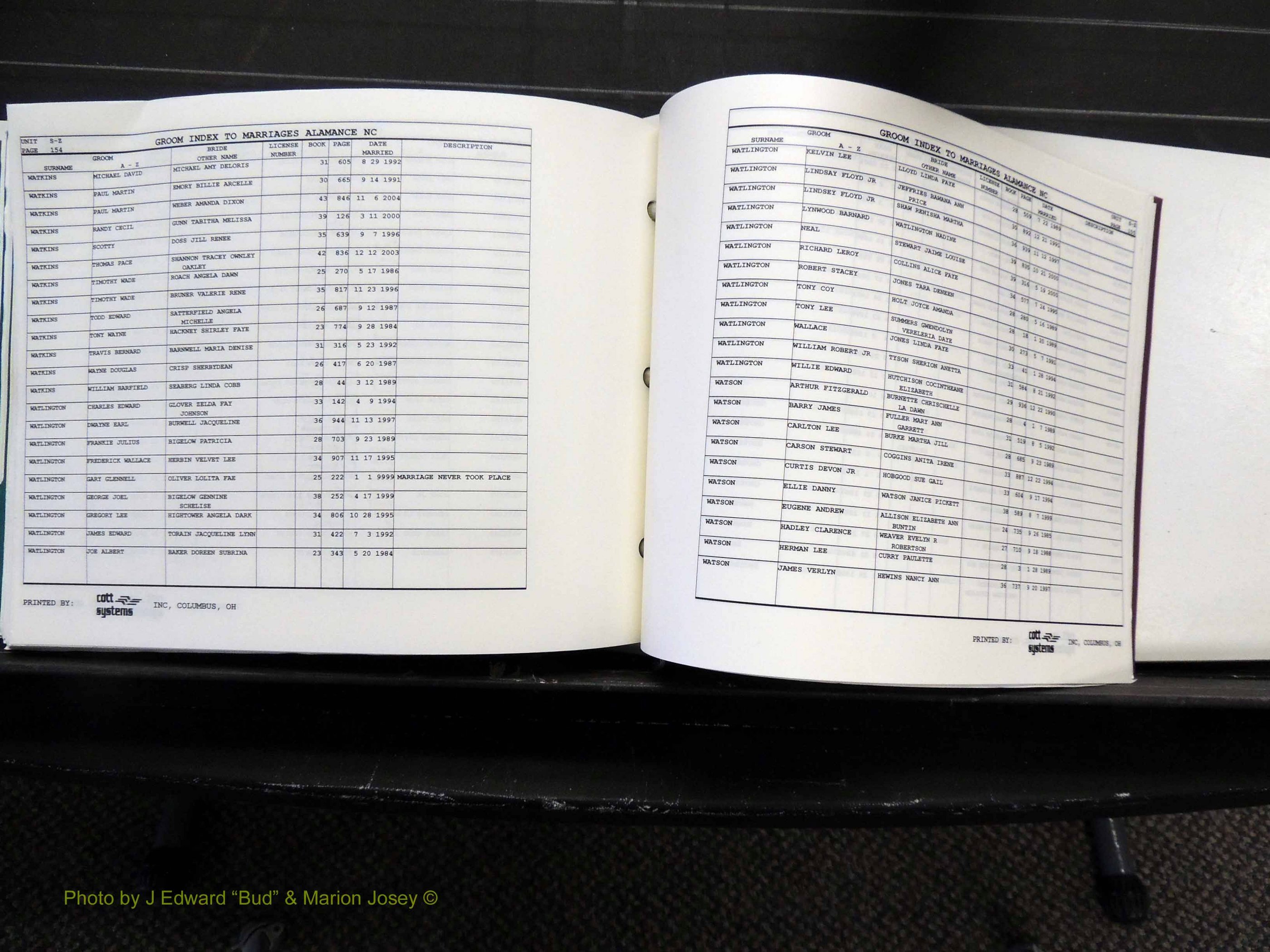 Alamance Co, NC, Marriages, Male Index, 1984-2004 (578).JPG