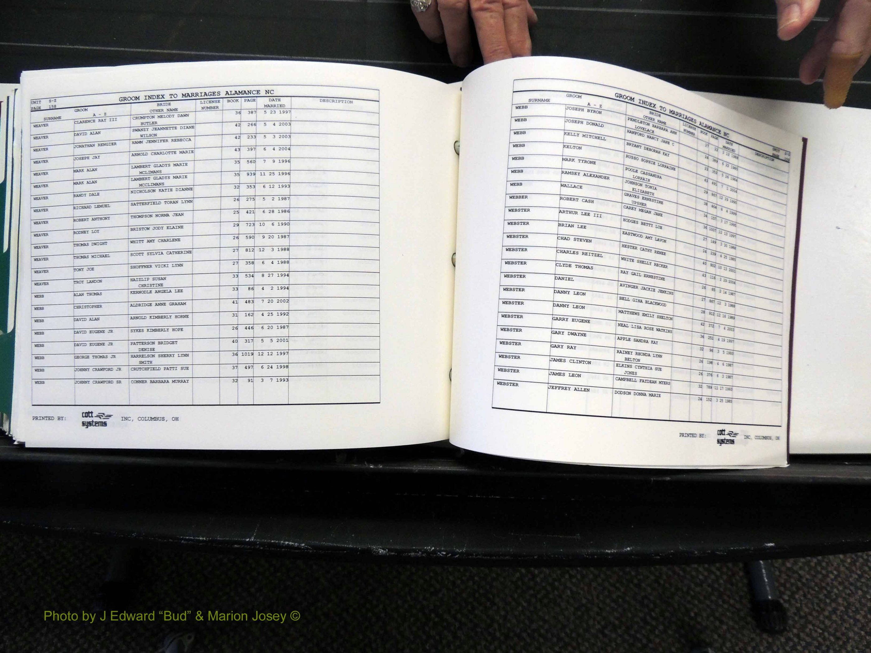 Alamance Co, NC, Marriages, Male Index, 1984-2004 (580).JPG
