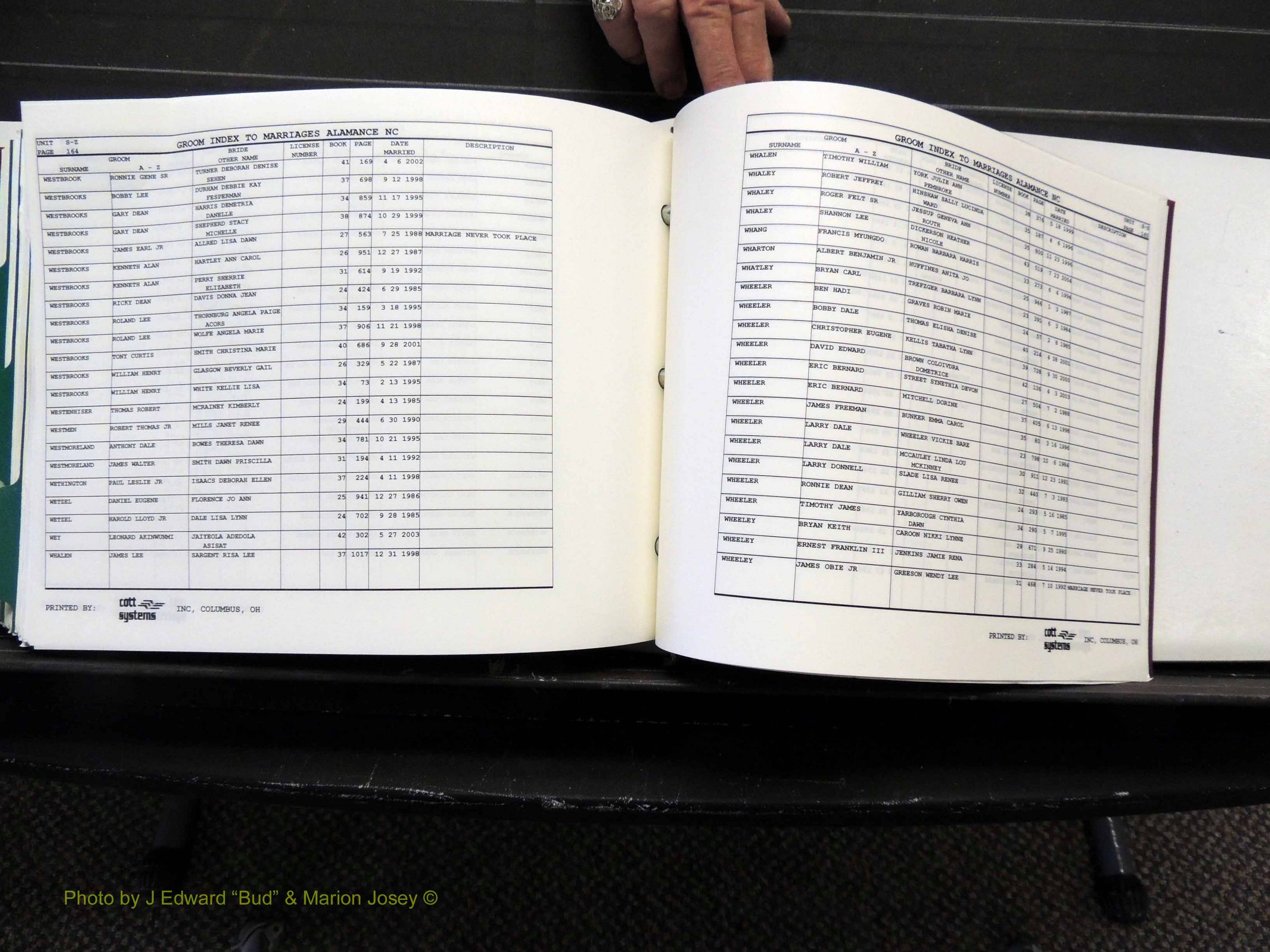 Alamance Co, NC, Marriages, Male Index, 1984-2004 (583).JPG