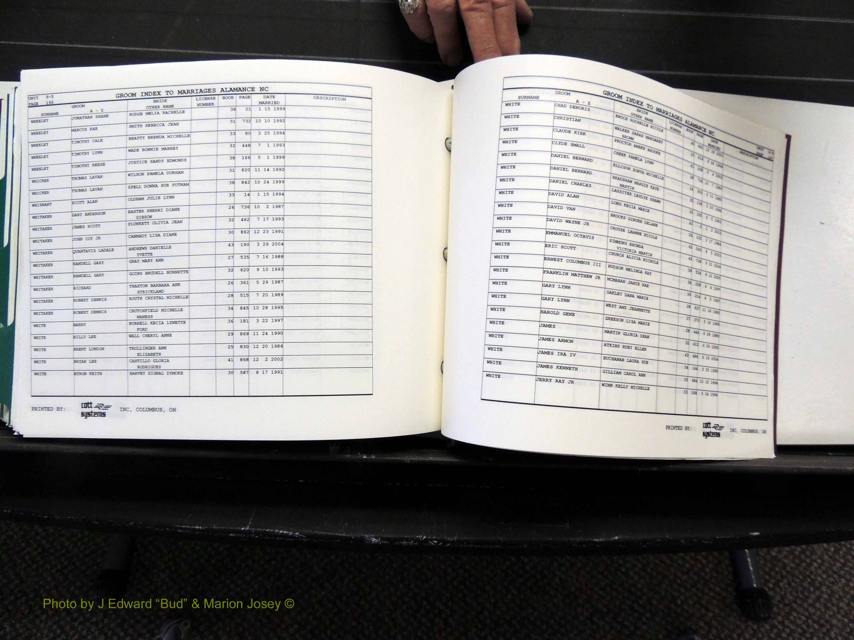 Alamance Co, NC, Marriages, Male Index, 1984-2004 (584).JPG