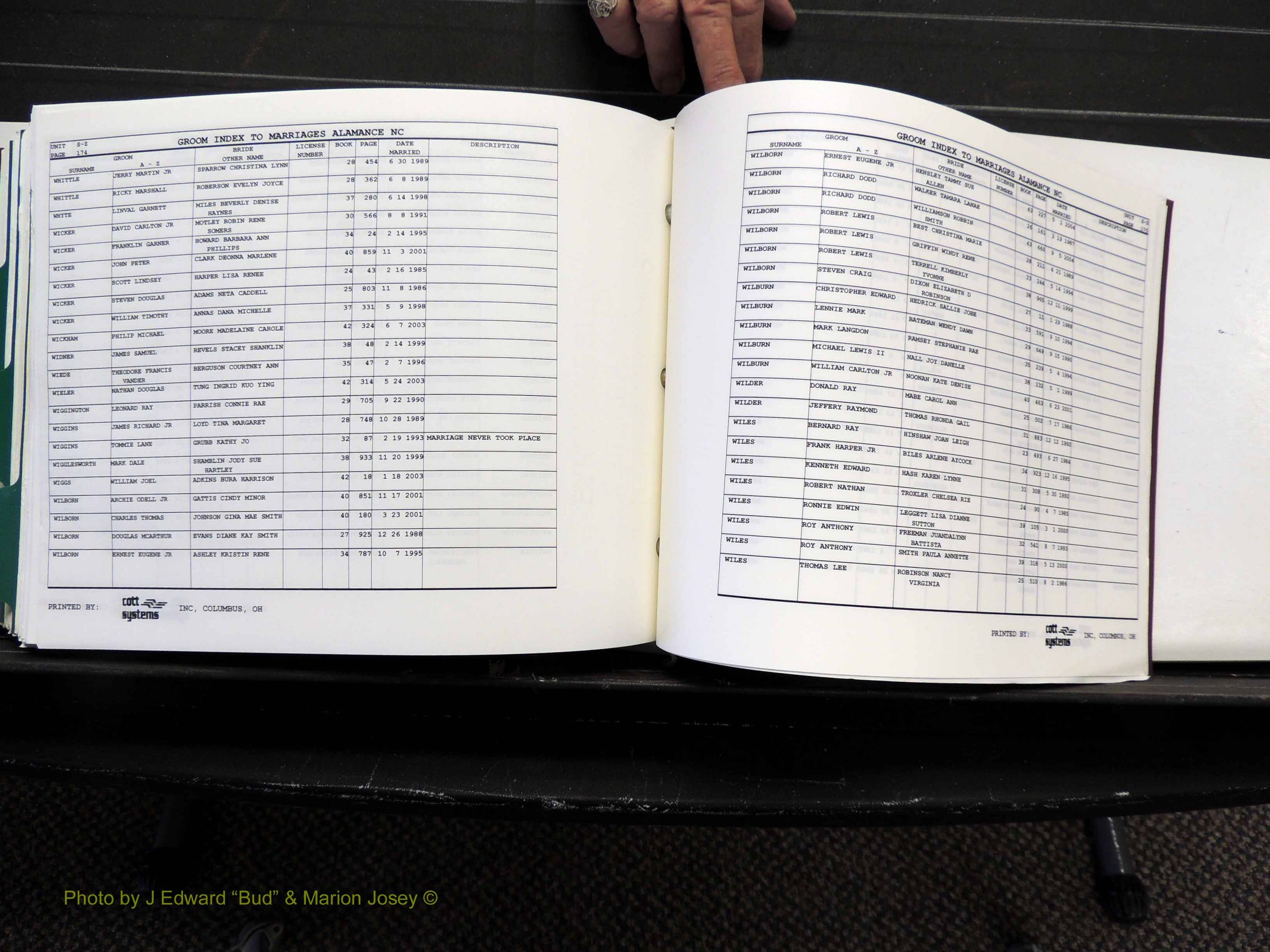Alamance Co, NC, Marriages, Male Index, 1984-2004 (588).JPG