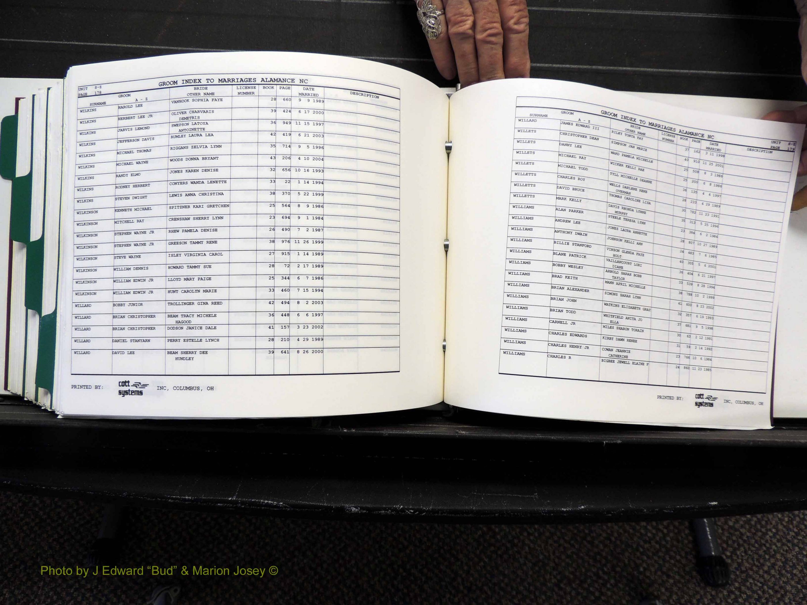 Alamance Co, NC, Marriages, Male Index, 1984-2004 (590).JPG