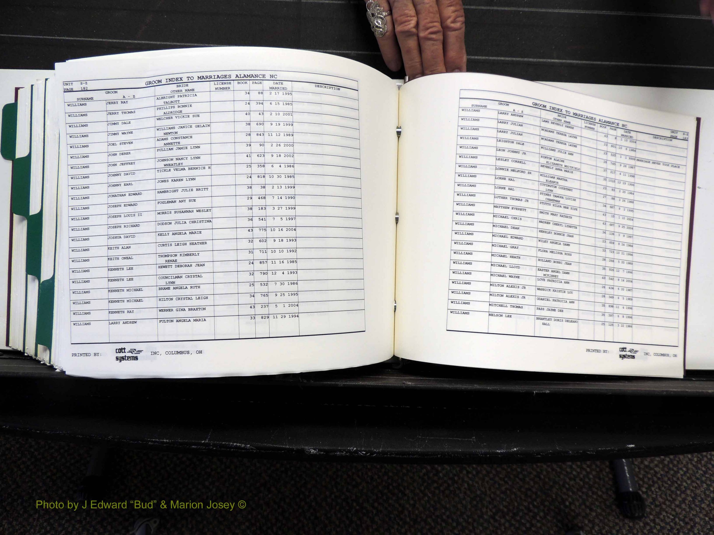 Alamance Co, NC, Marriages, Male Index, 1984-2004 (592).JPG