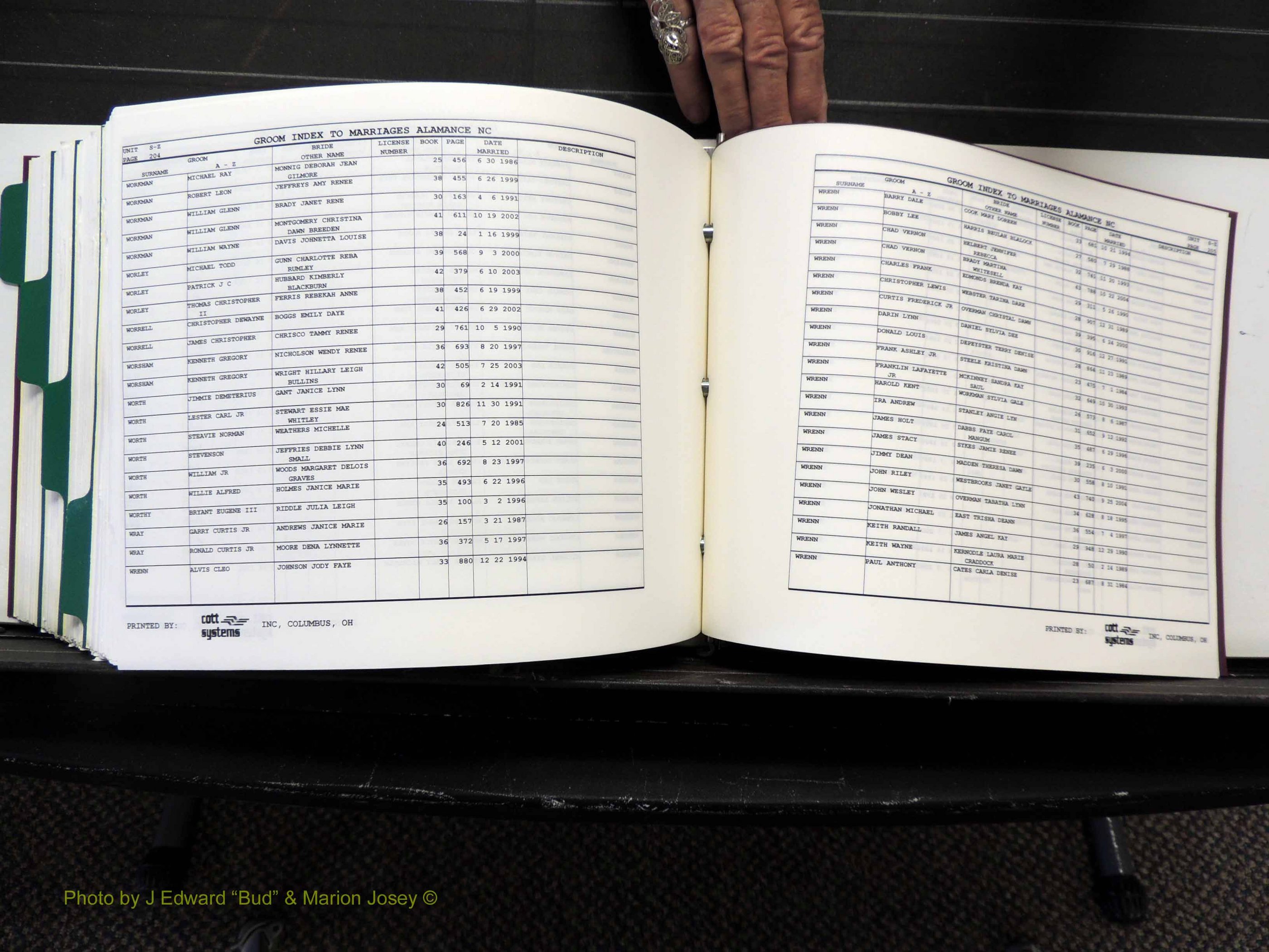 Alamance Co, NC, Marriages, Male Index, 1984-2004 (603).JPG