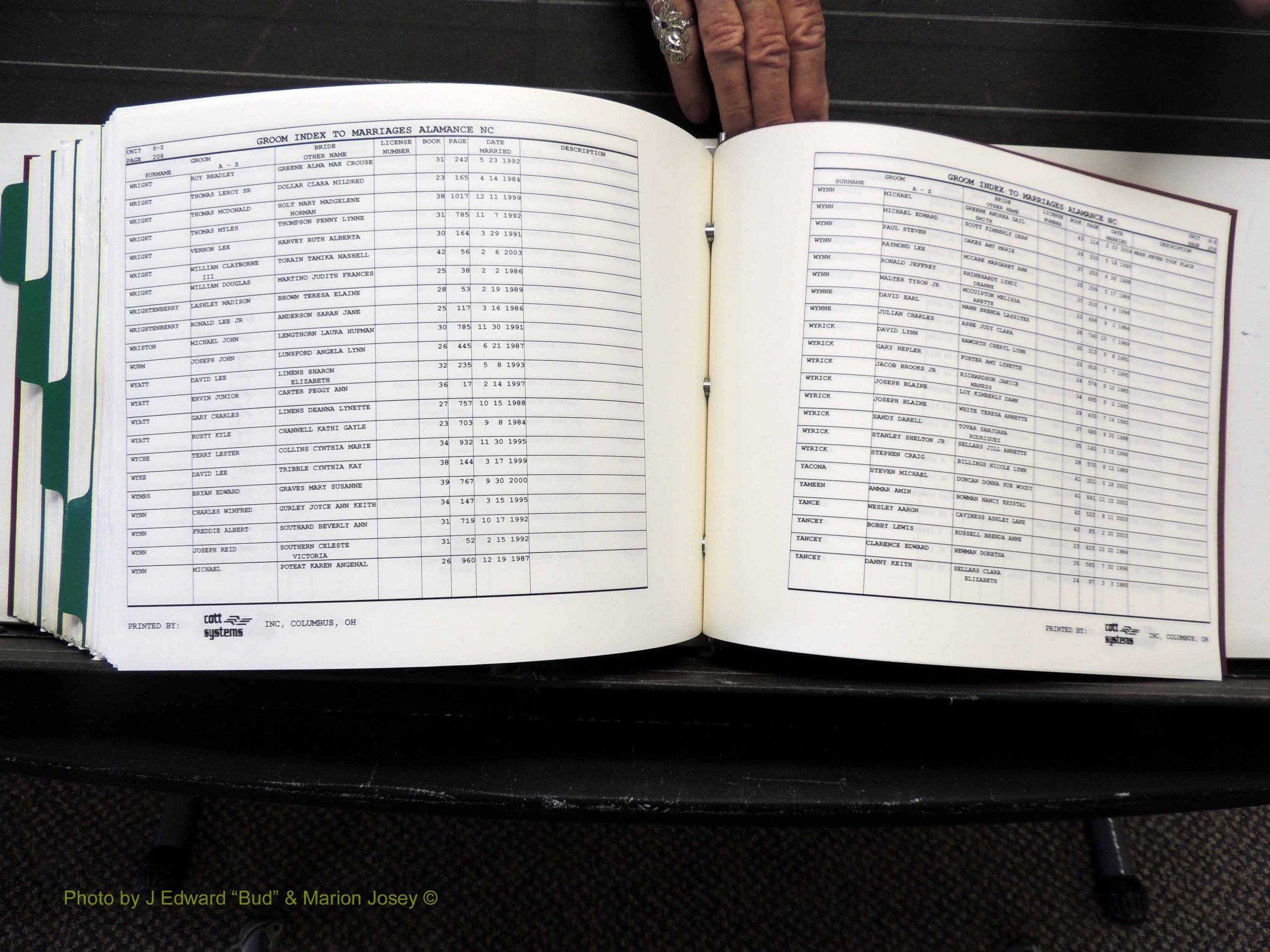 Alamance Co, NC, Marriages, Male Index, 1984-2004 (605).JPG