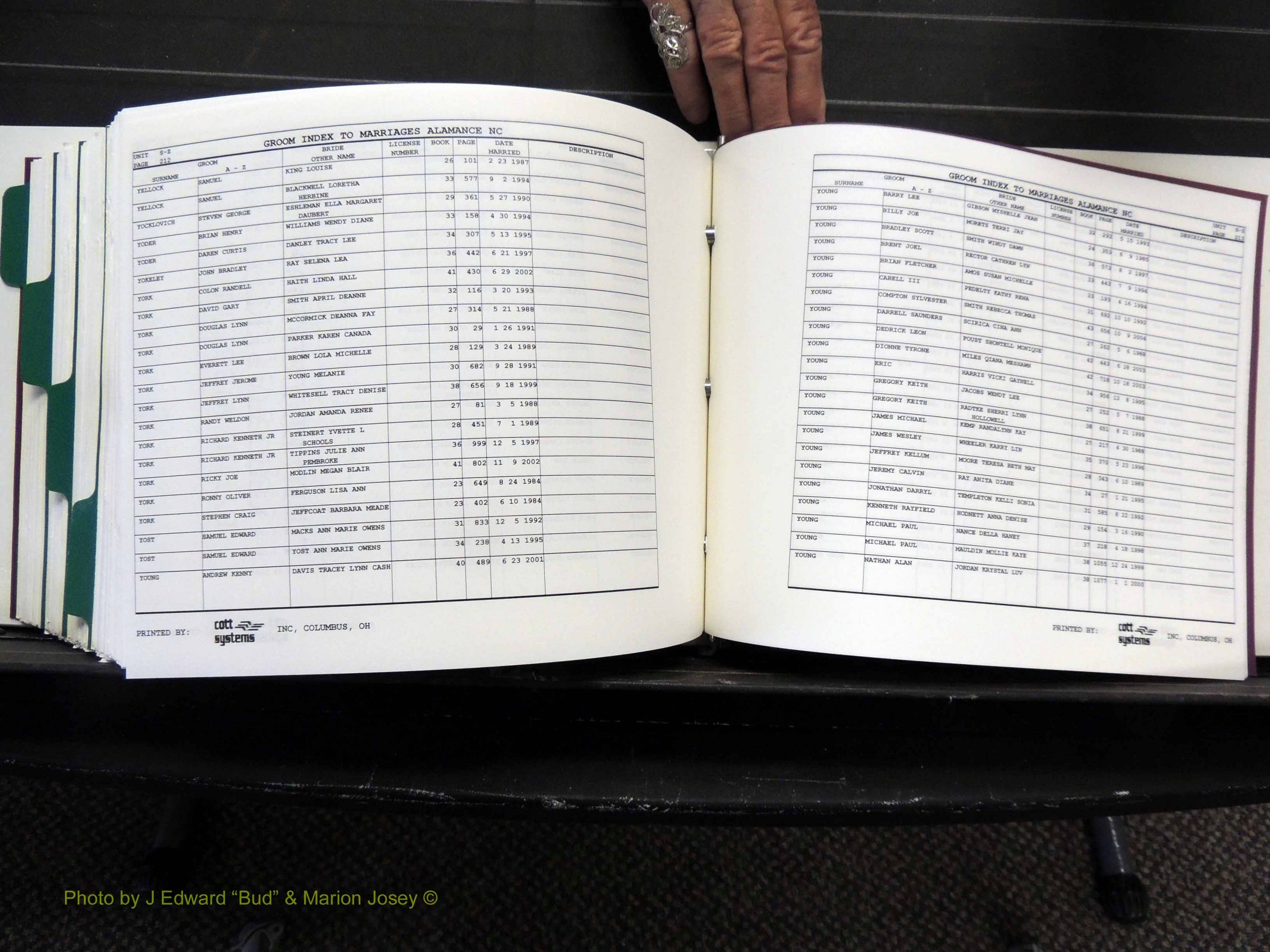 Alamance Co, NC, Marriages, Male Index, 1984-2004 (607).JPG