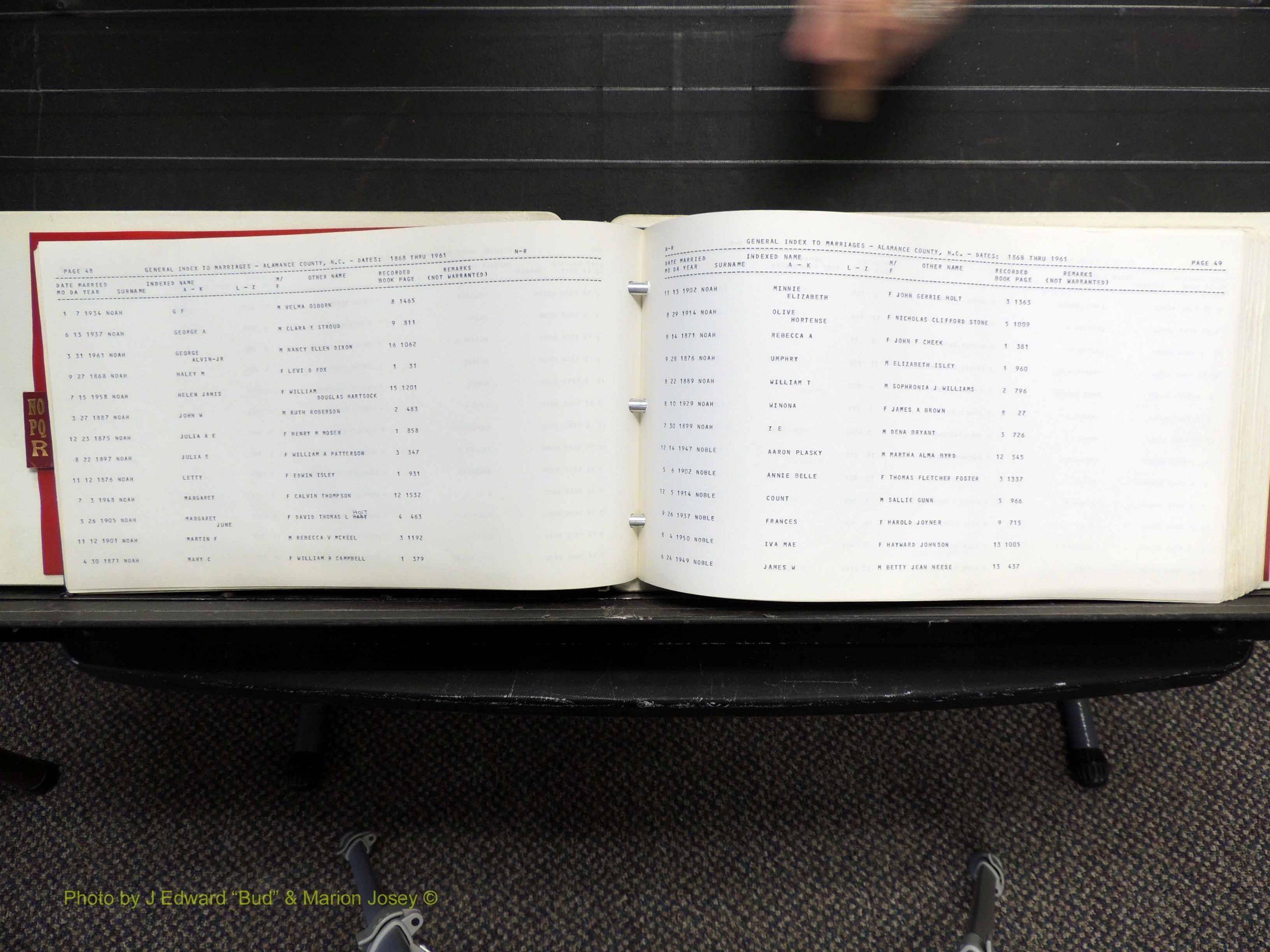 Alamance Co, NC, Marriages, N-R, 1868-1961 (128).JPG
