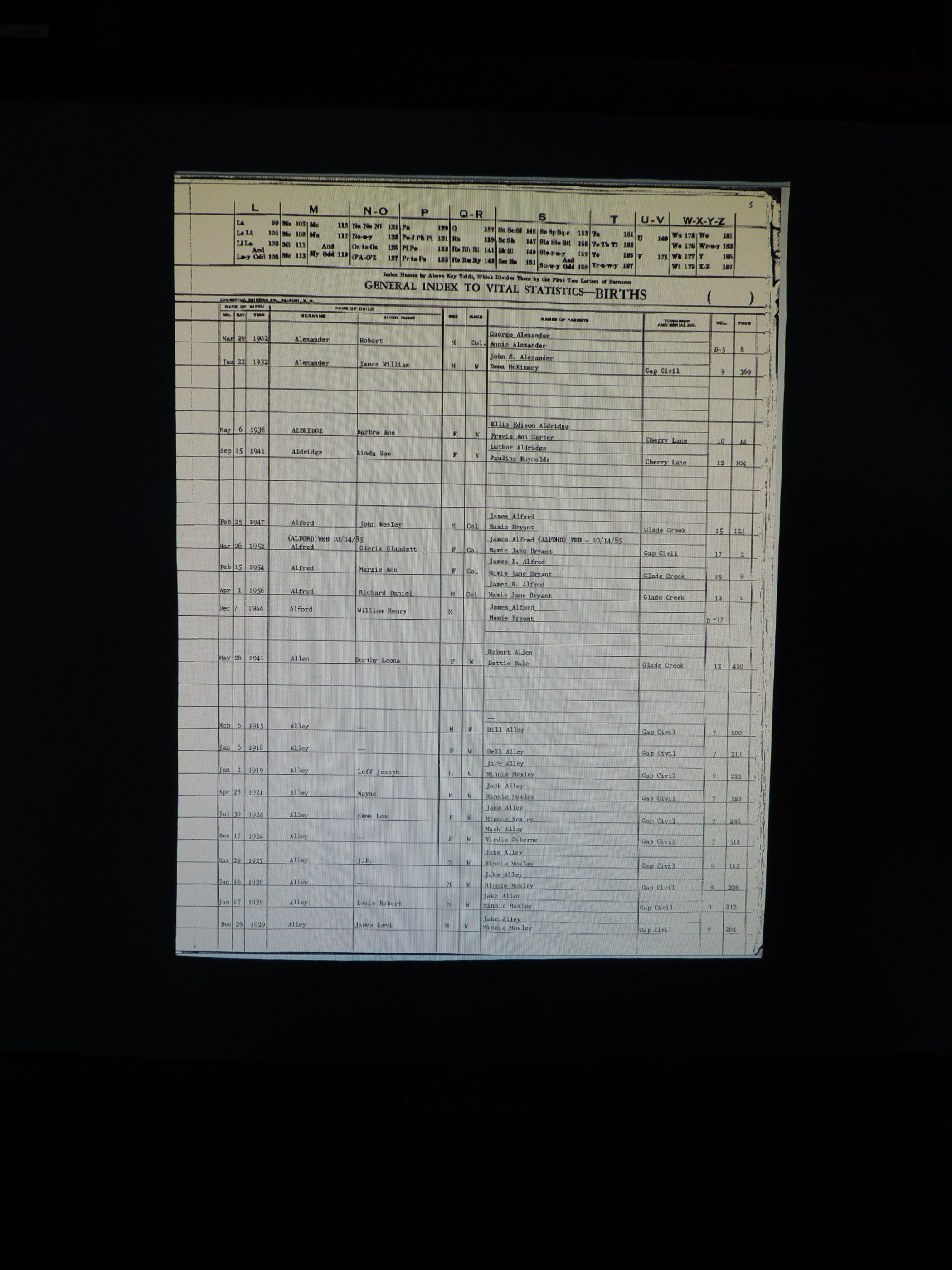 Alleghany Co, NC, Births 007.JPG