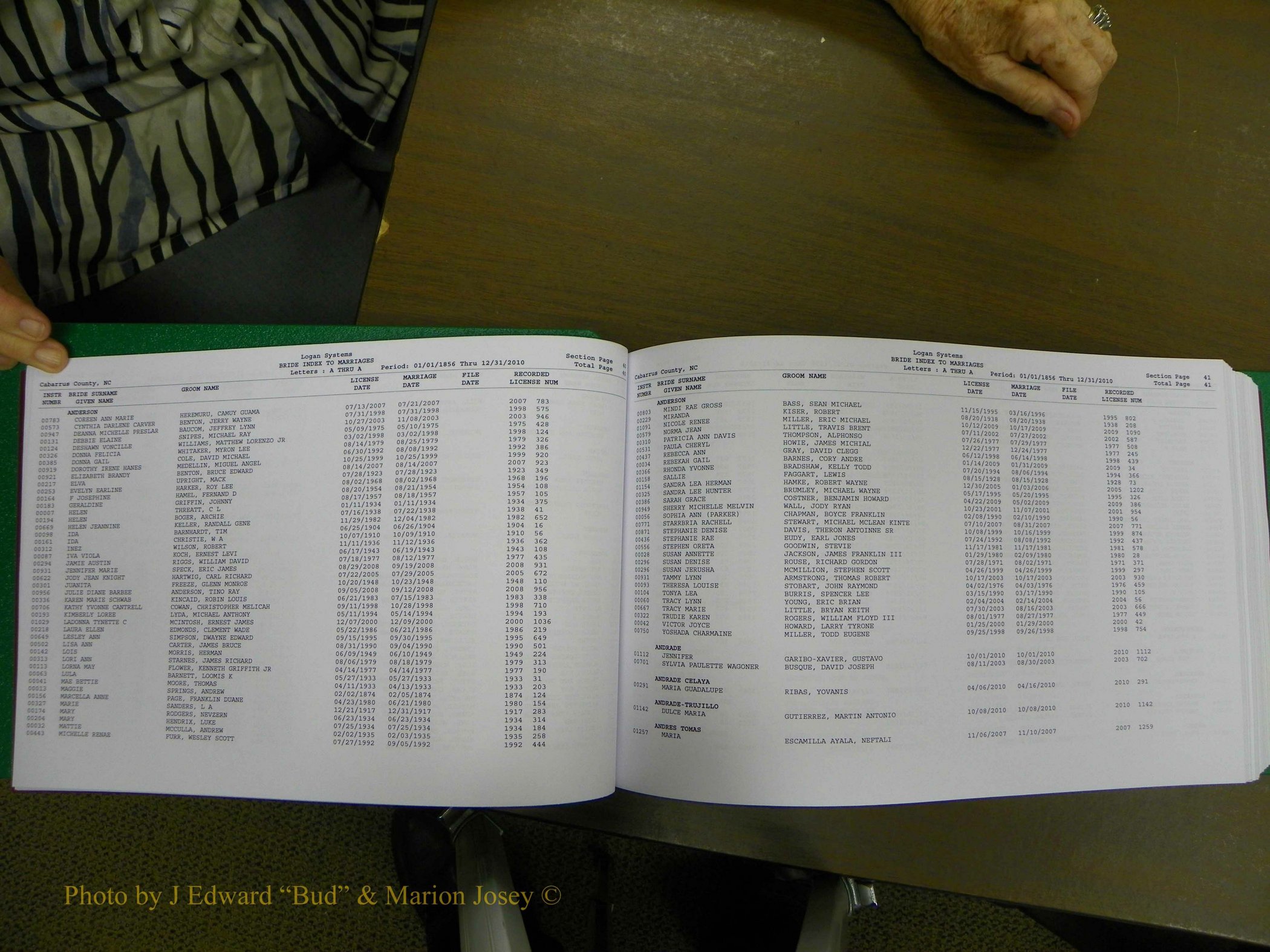 Cabarrus Marriages, Female Index, A-K, 1856-2010 022.JPG